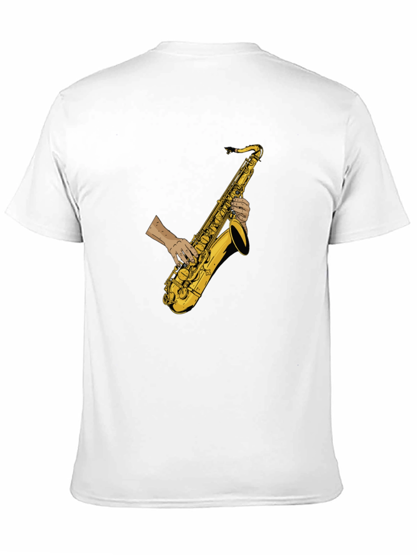 Black Saxophone Player Graphic Tee - Black Cotton T-Shirt view 11