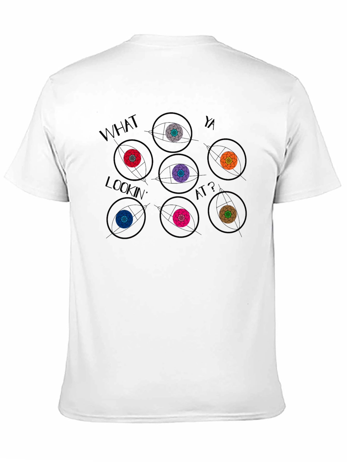 Black Colorful Eye Graphic Tee - What Ya Lookin' At? Shirt view 11