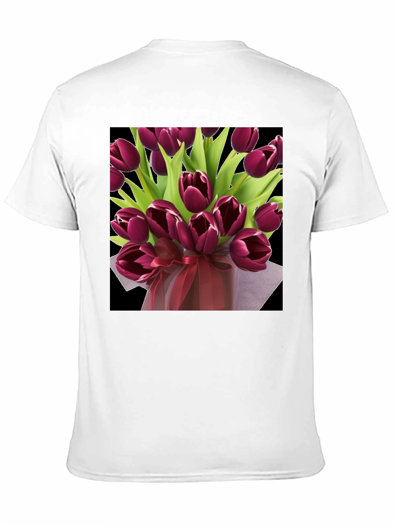 Black Tulip Bouquet Graphic Tee - Elegant Floral Design view 11