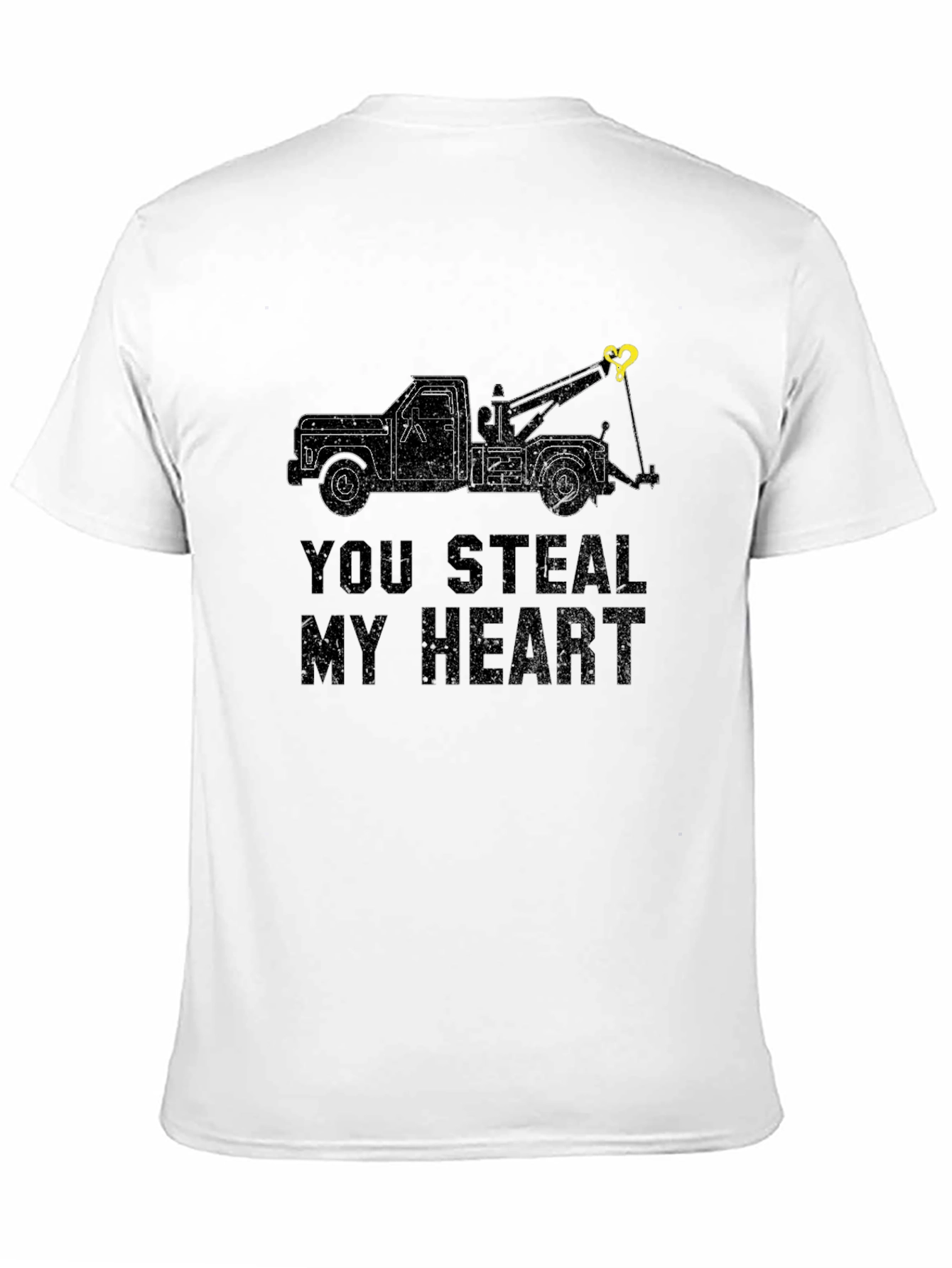 Black You Steal My Heart Tow Truck Graphic T-Shirt view 11