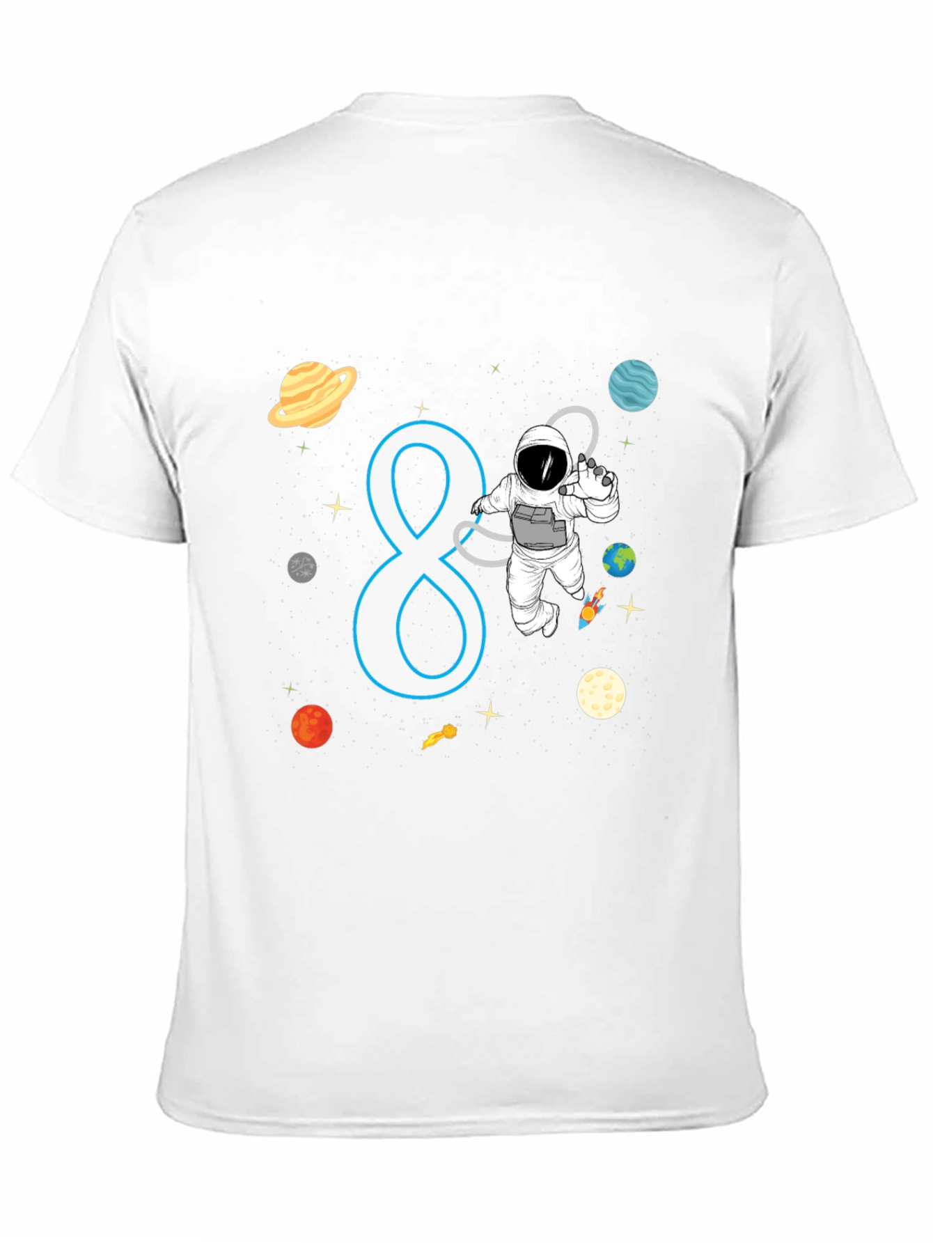 Black Astronaut 8th Birthday Kids T-Shirt view 11