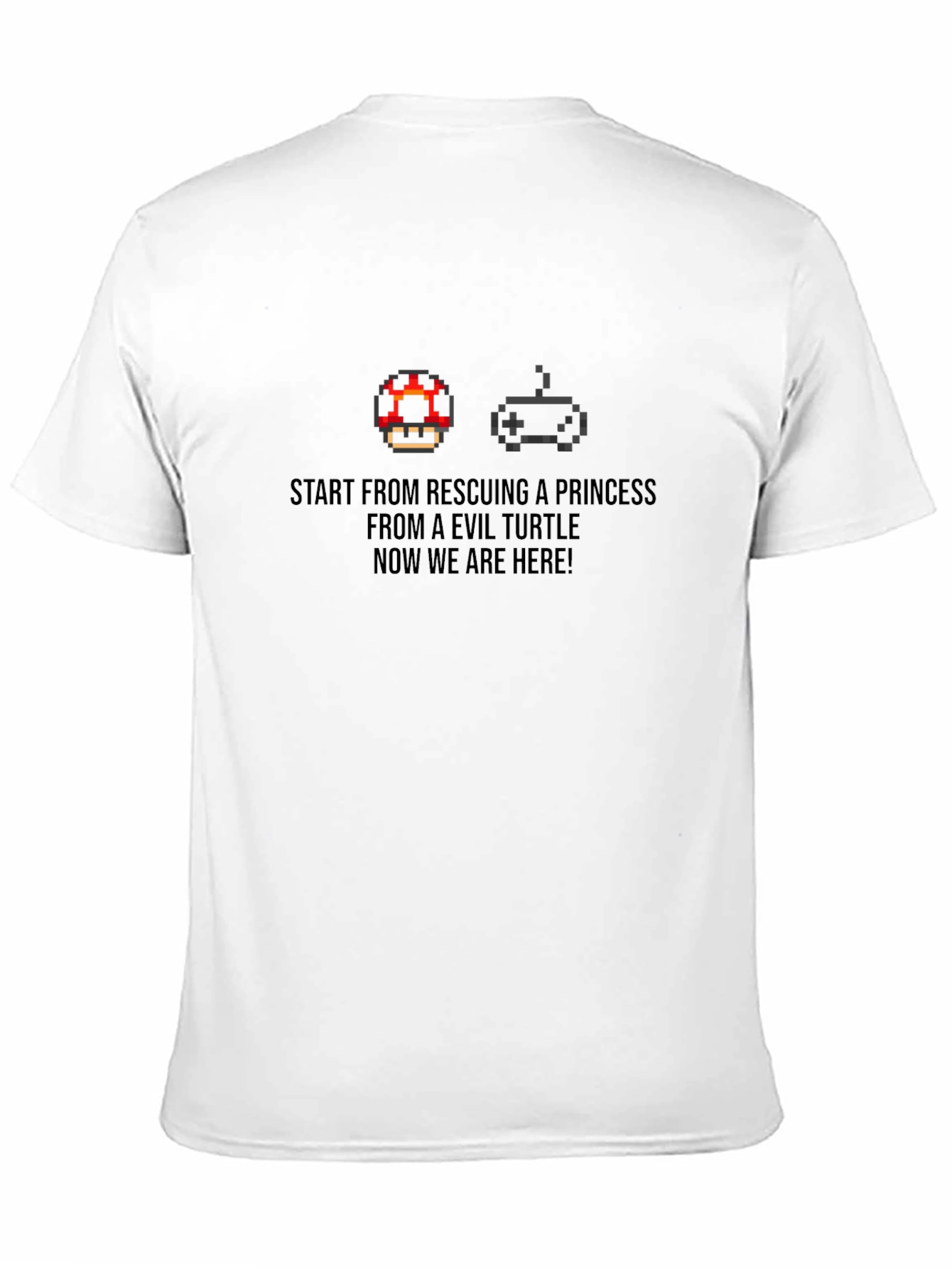 Black Retro Gamer Tee - Princess Rescue to Turtle Battles T-Shirt view 11