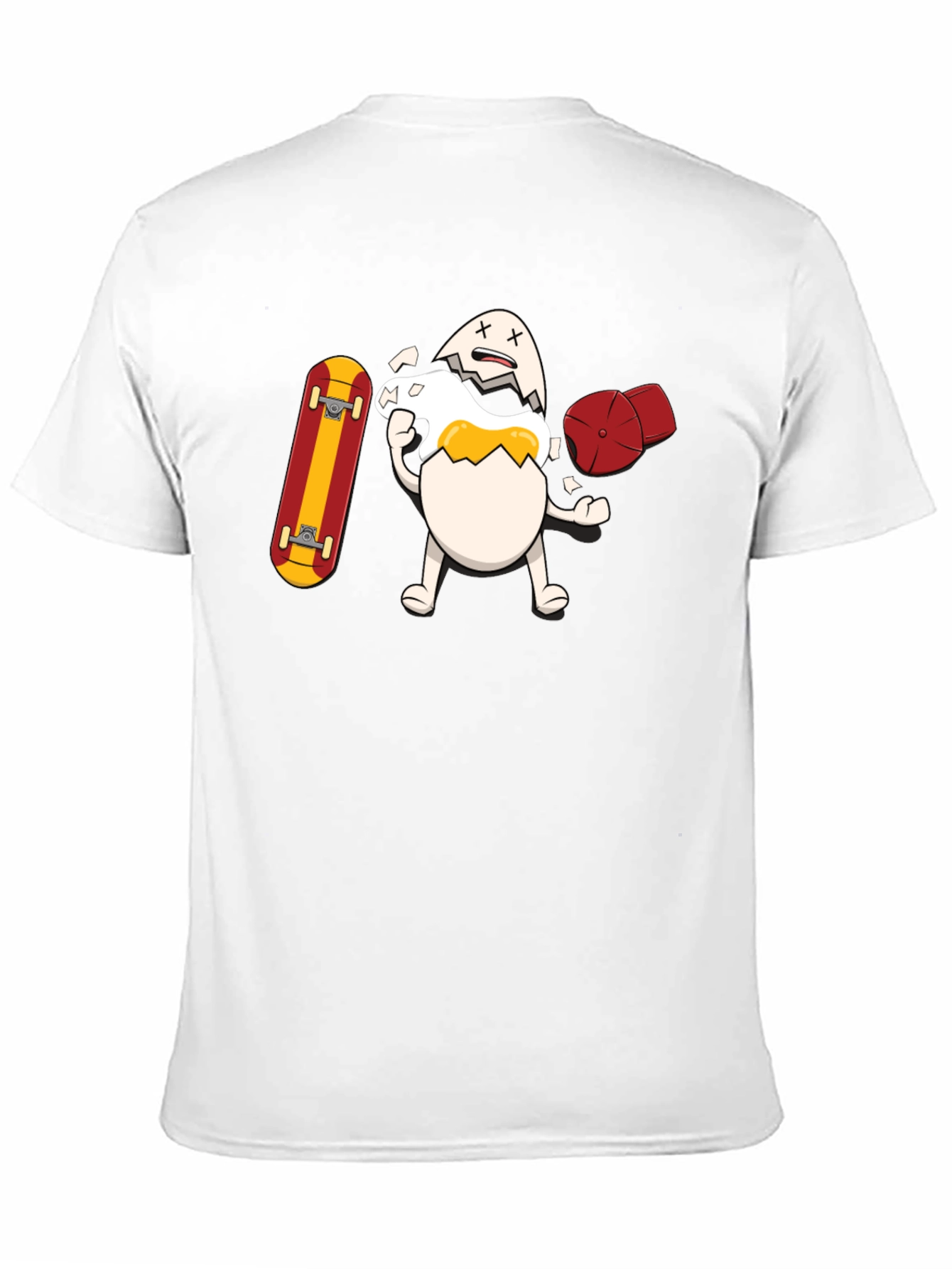 Black Egg-cellent Skater Tee: Broken Egg with Skateboard view 11