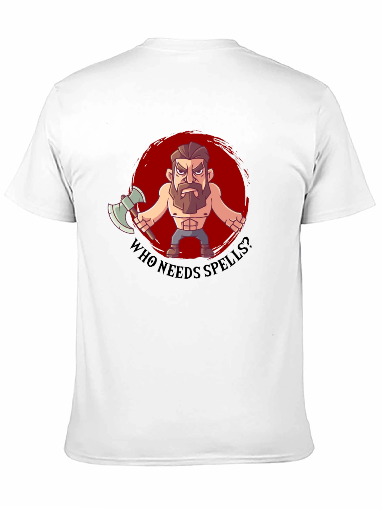 Black Barbarian Cartoon T-Shirt - Who Needs Spells? view 11