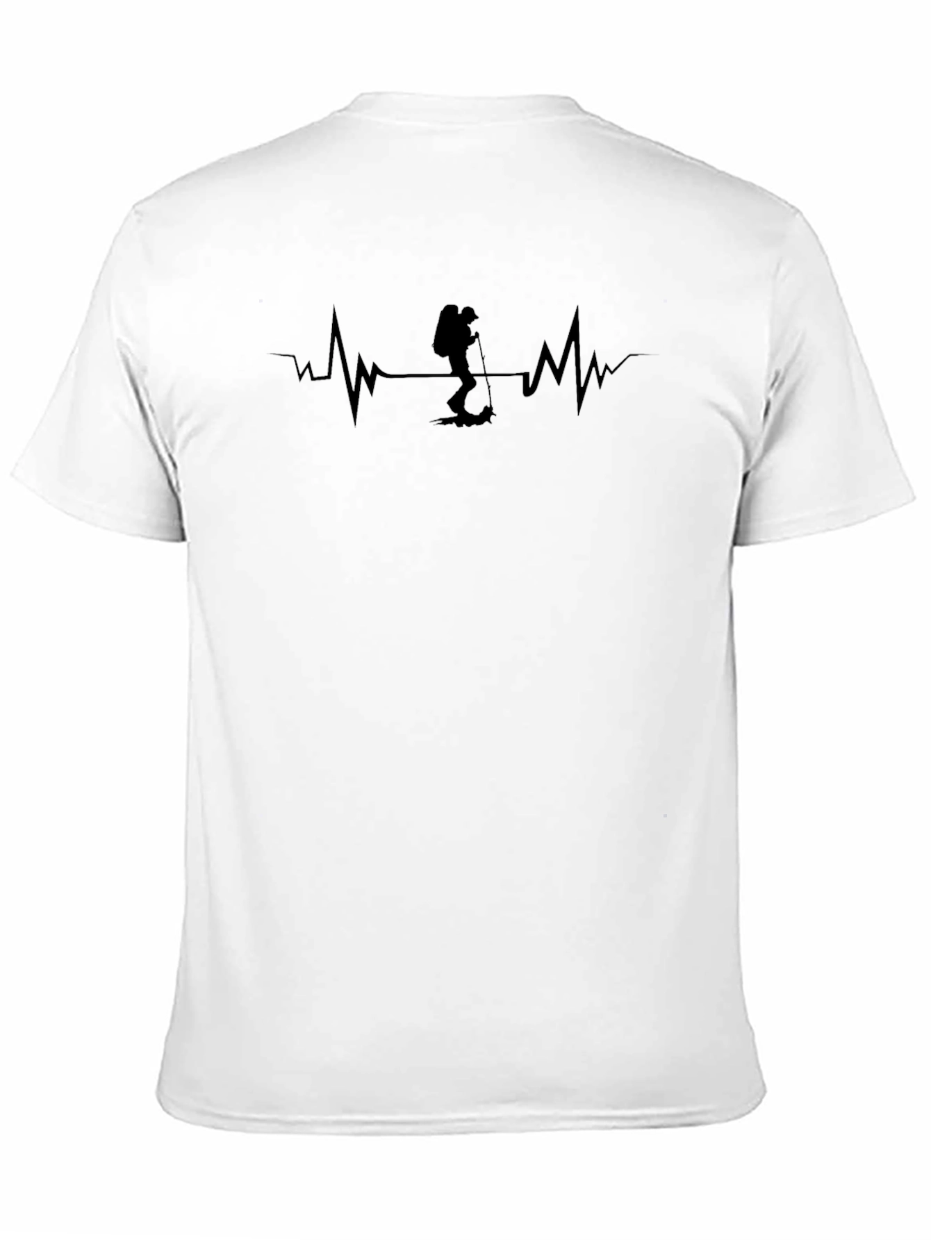 Black Hiking Heartbeat T-Shirt - Black Crew Neck view 11