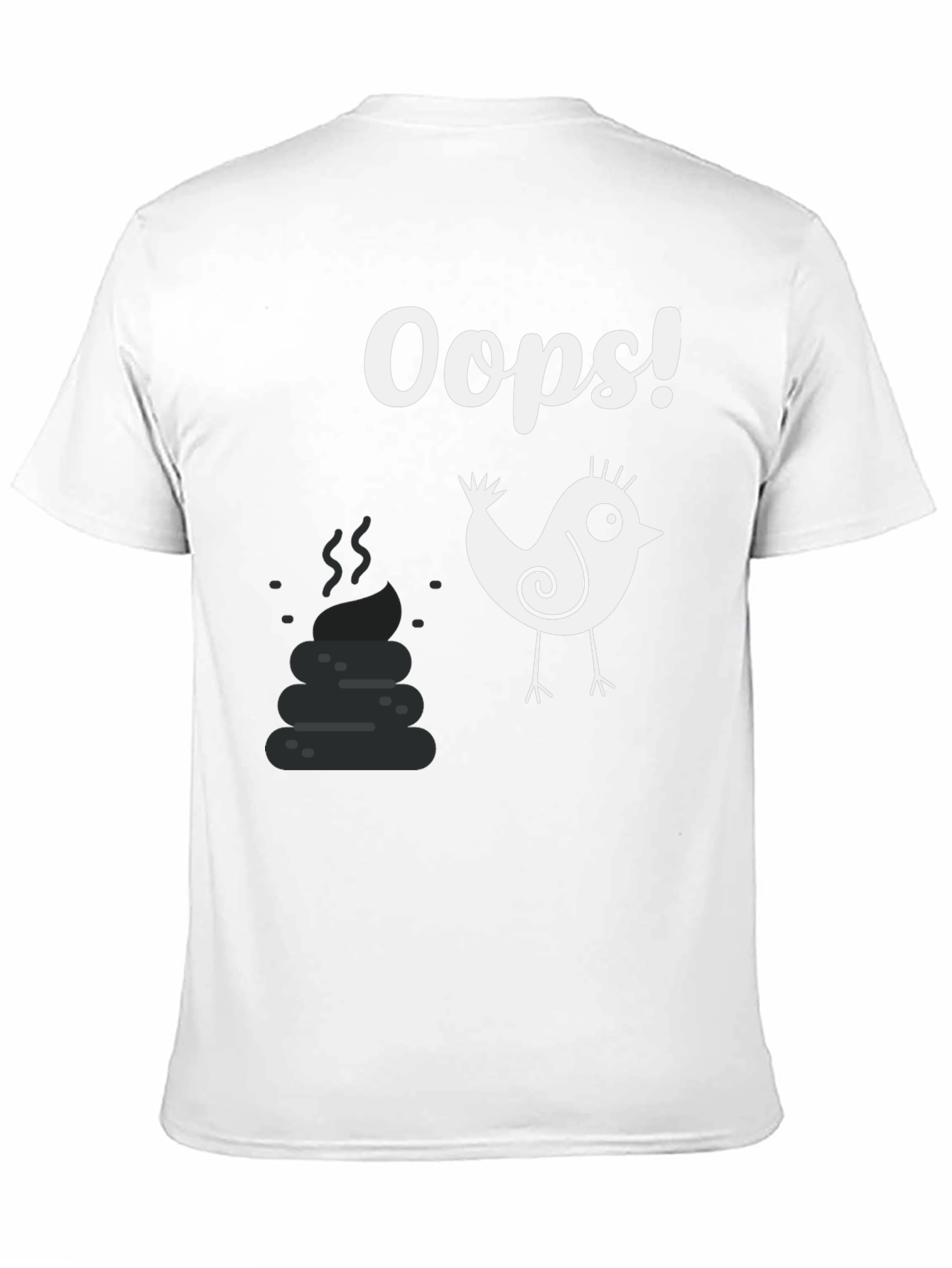 Black Oops! Bird Poop Graphic Tee - Funny Casual T-Shirt view 11