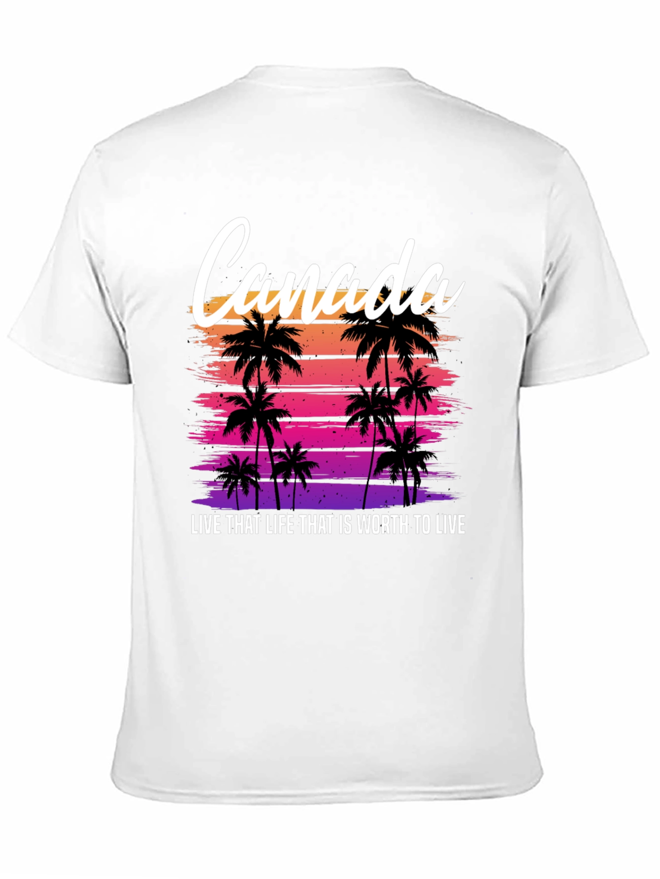 Black Canada Sunset Palm Tree T-Shirt - Live That Life Tee view 11