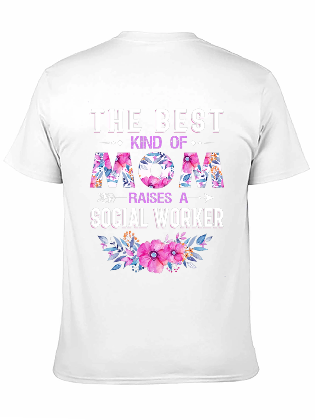 Black Best Mom Social Worker Floral T-Shirt view 11