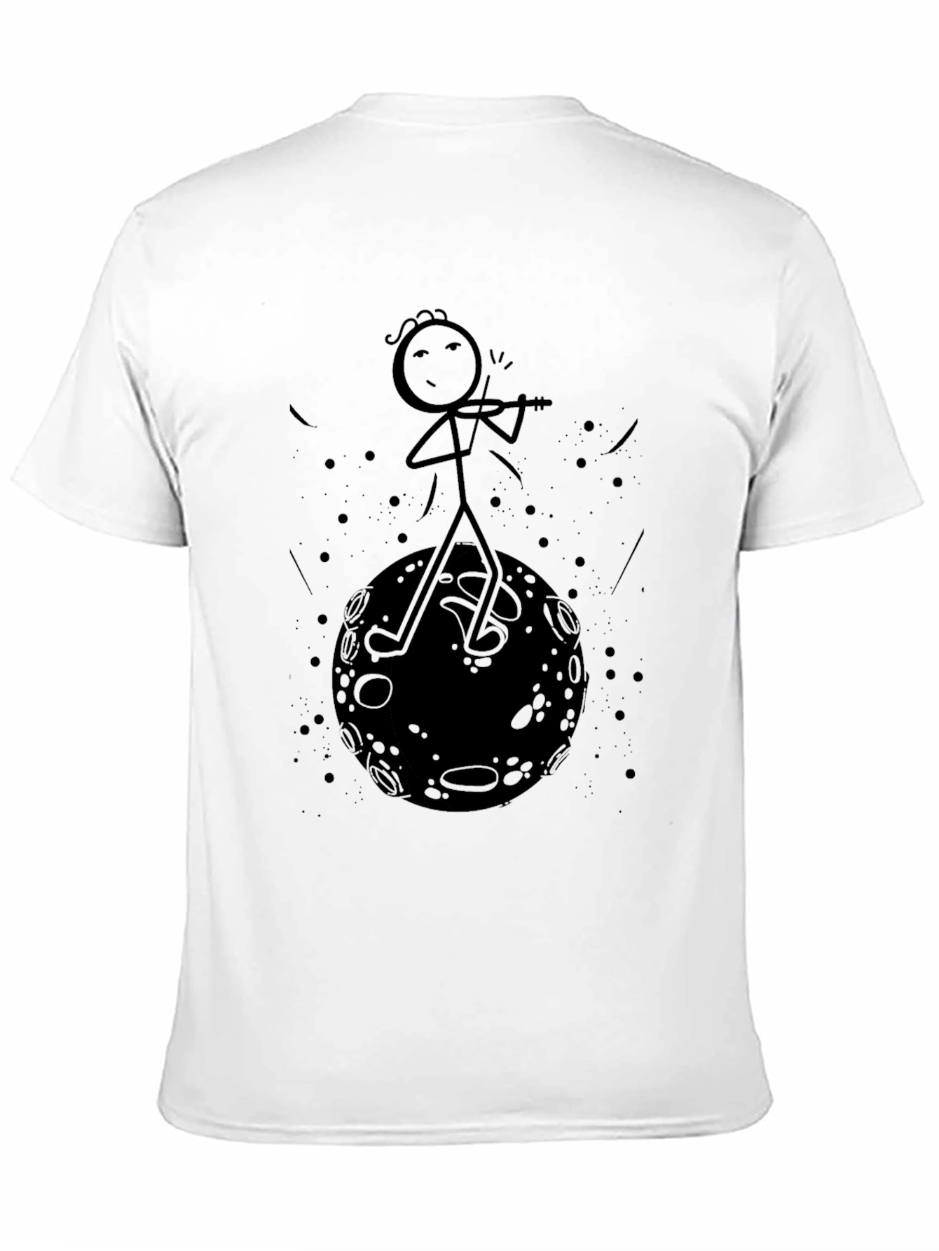 Black Stick Figure Moon Musician Black T-Shirt view 11