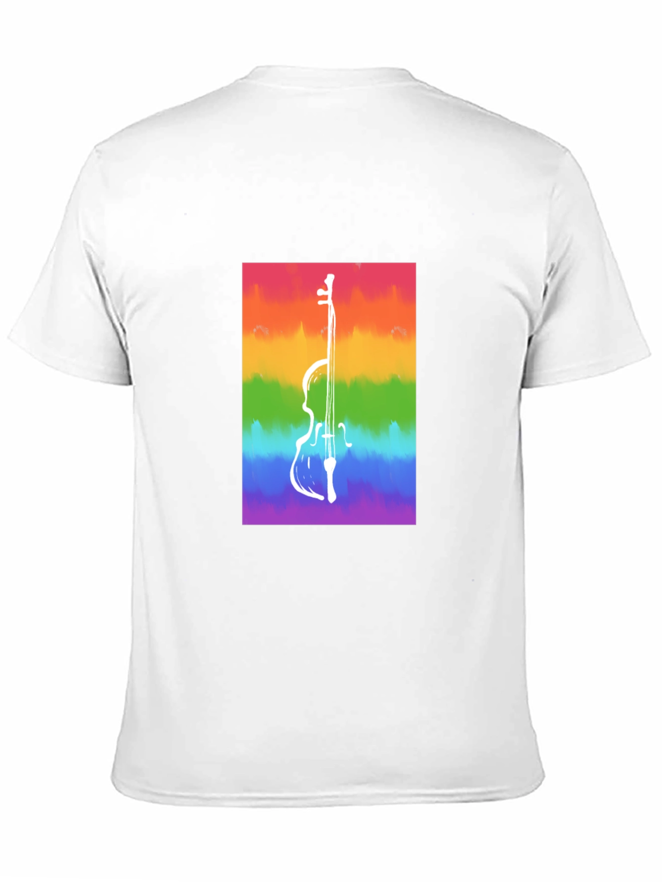 Black Rainbow Cello Graphic Tee - Black Cotton Casual Shirt view 11