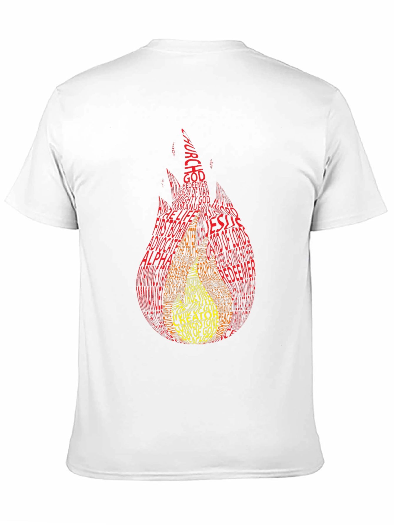 Black Flame Word Art T-Shirt - Religious Design view 11