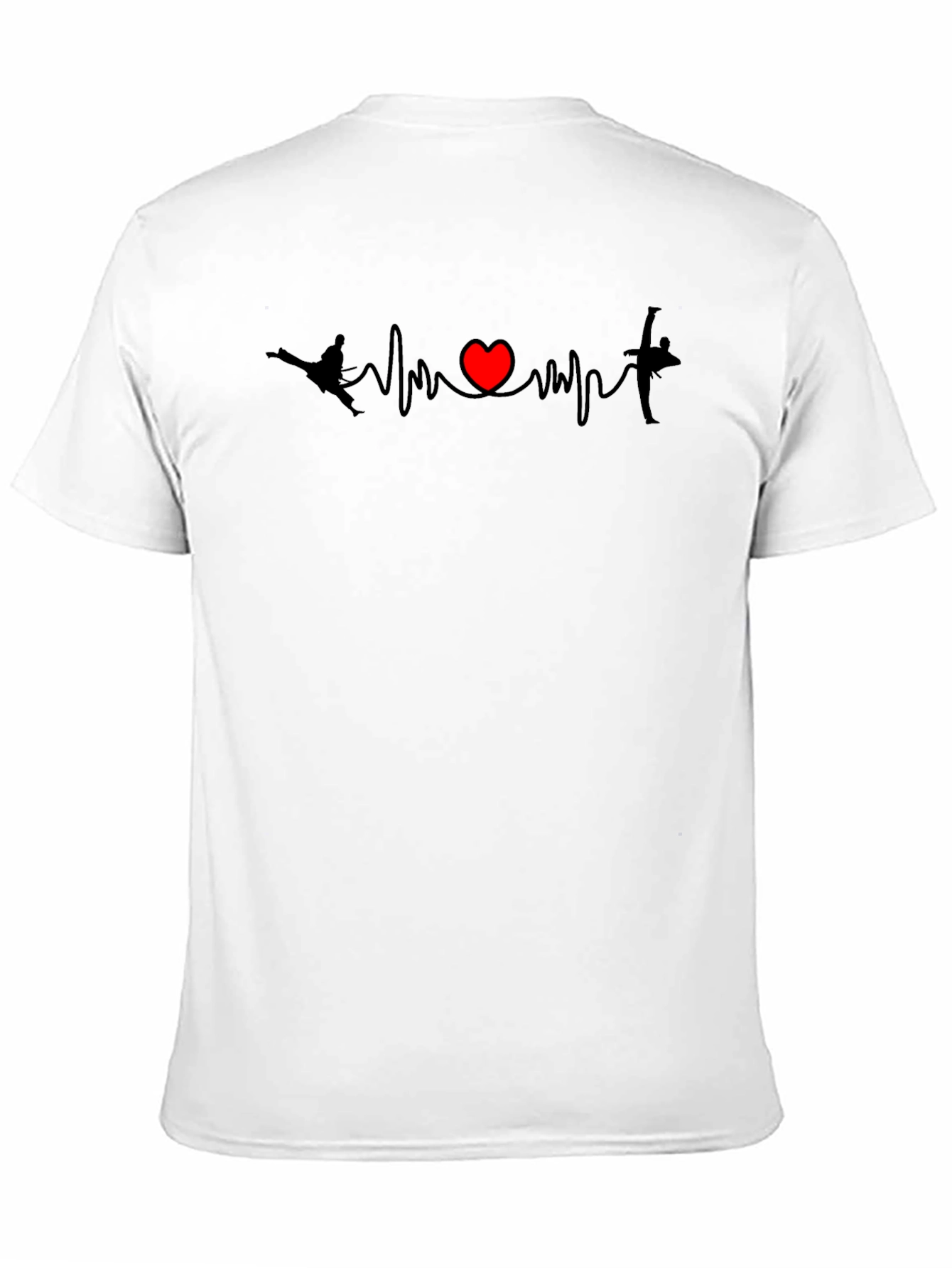 Black Karate Heartbeat T-Shirt - Martial Arts ECG Tee view 11