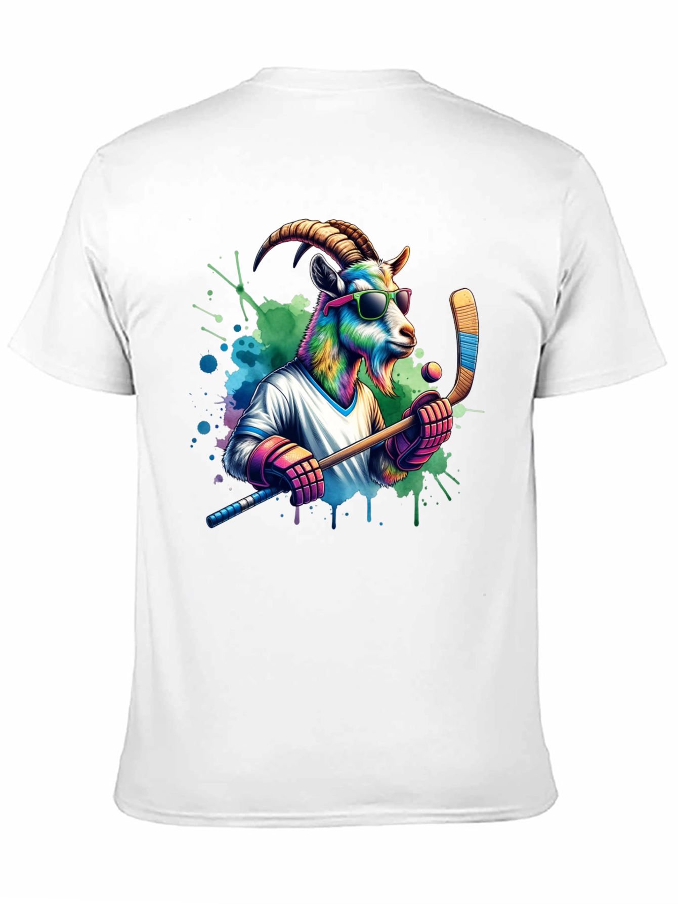 Black Cool Goat Hockey Player Graphic Tee view 11