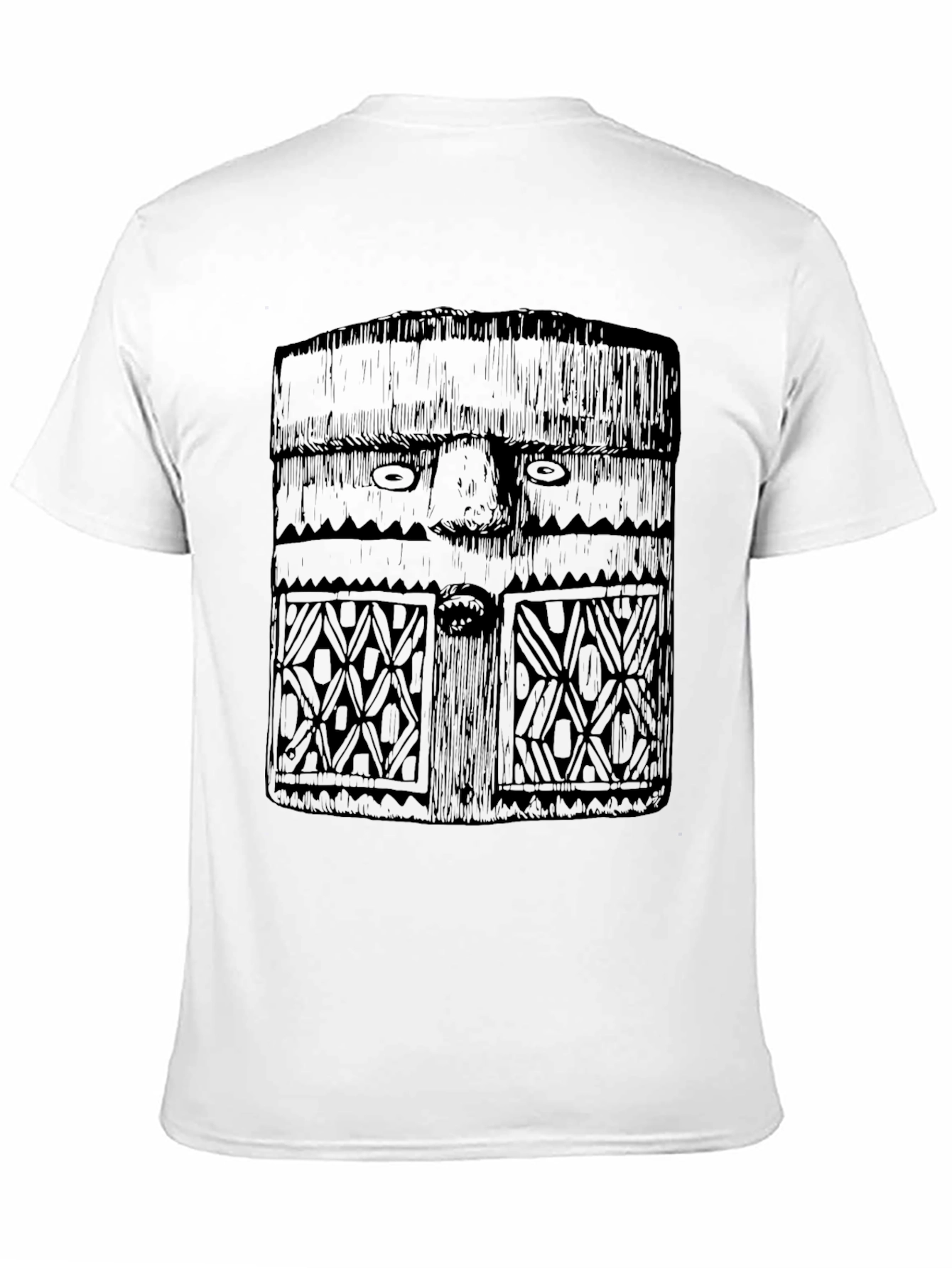 Black Tribal Mask Graphic Tee - Black Cotton T-Shirt view 11