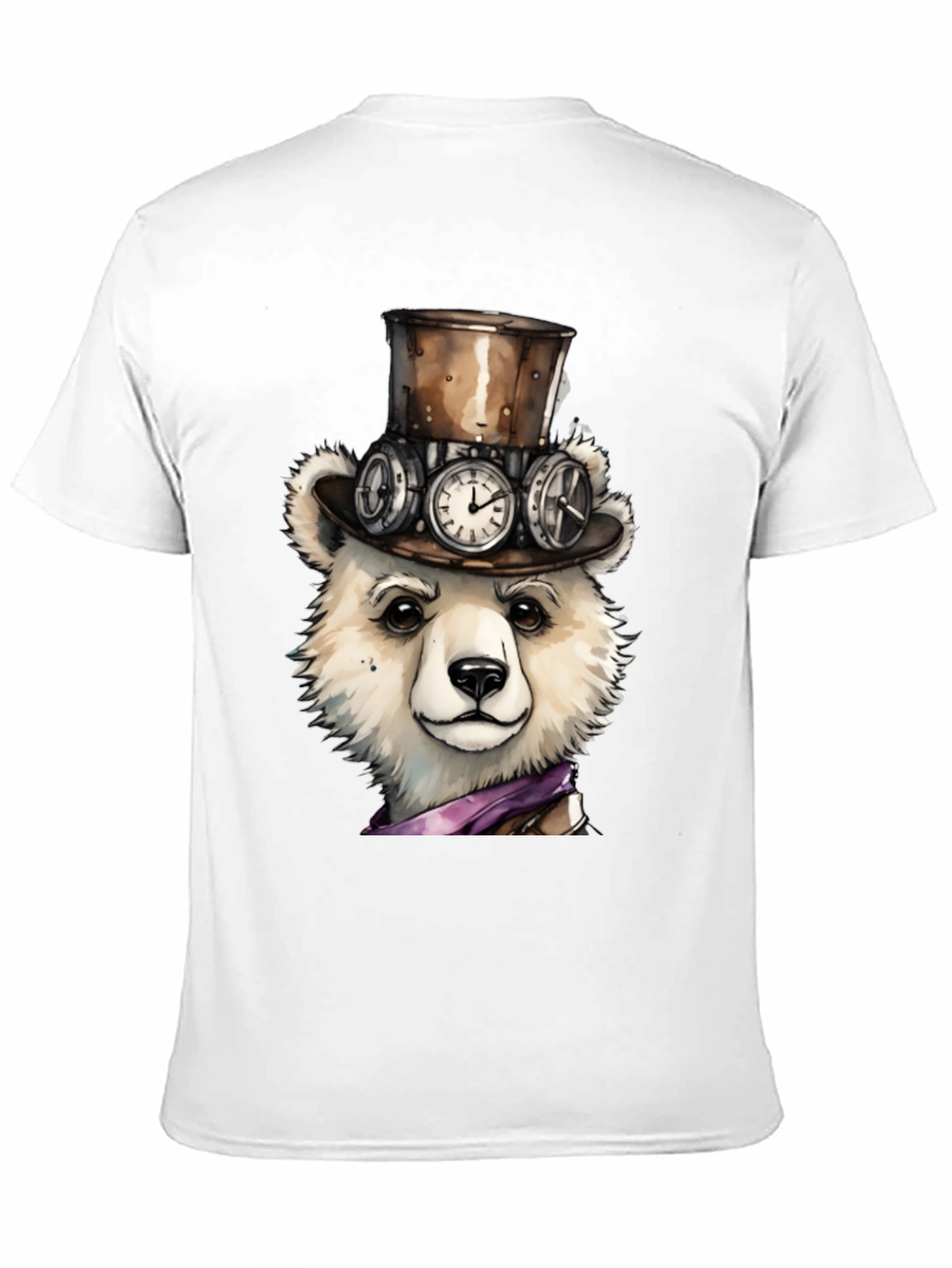 Black Steampunk Polar Bear Graphic Tee view 11