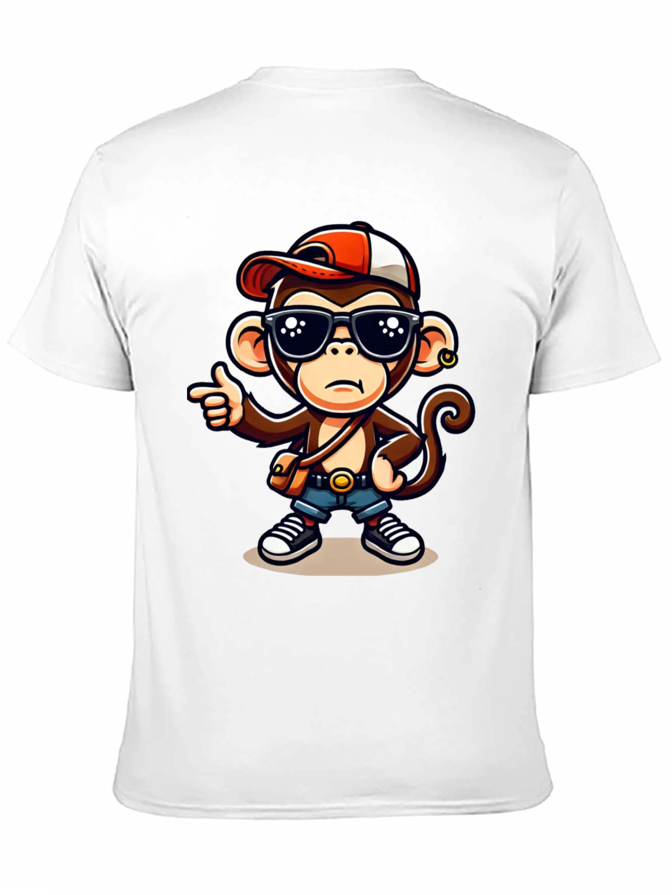 Black Cool Monkey Cartoon Graphic T-Shirt view 11