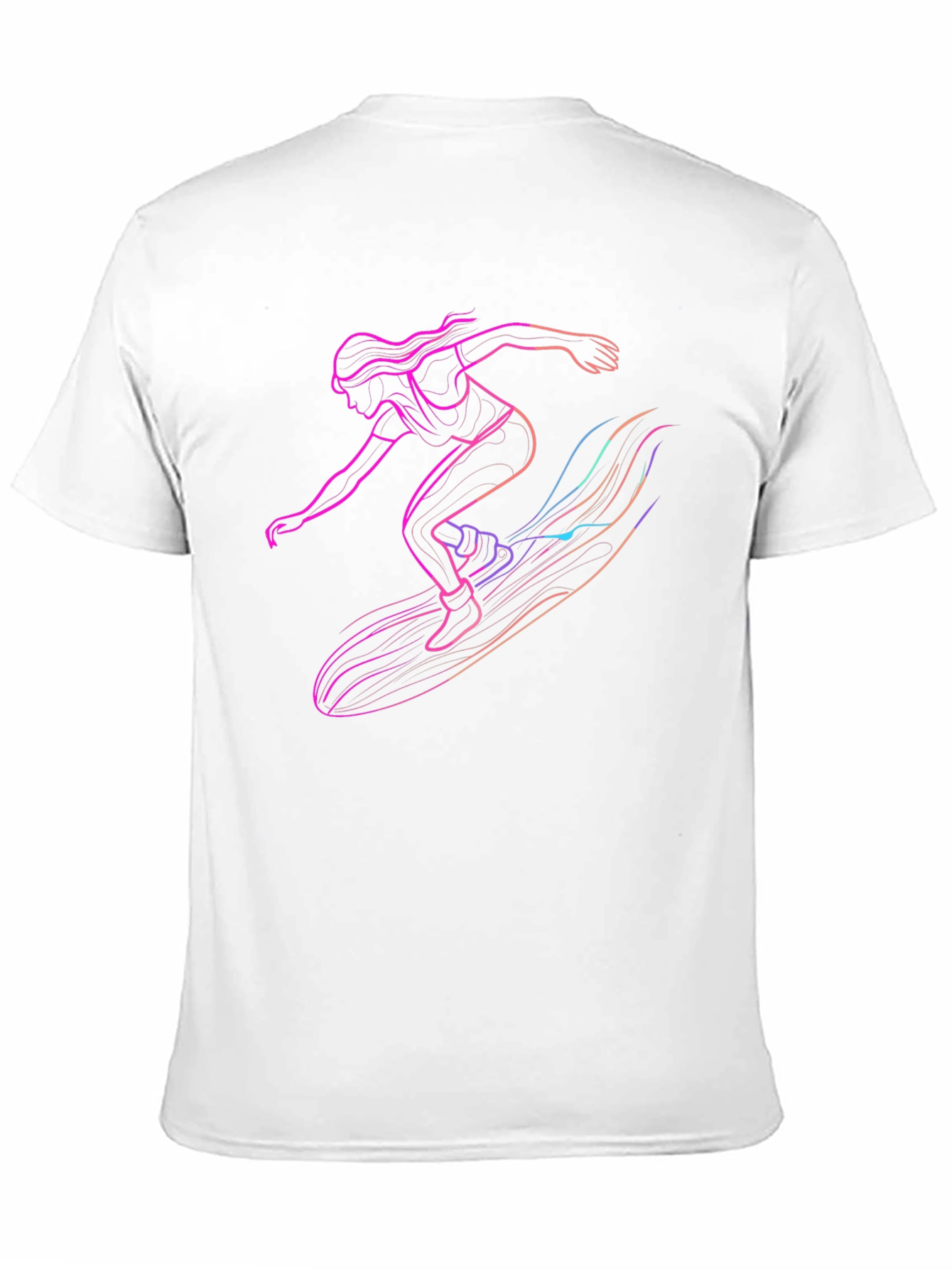 Black Surfing Silhouette Graphic Tee - Black Cotton T-Shirt view 11