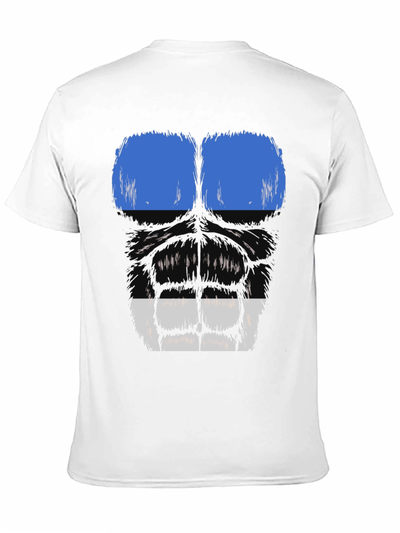 Black Gorilla Face Graphic T-Shirt - Blue & White view 11