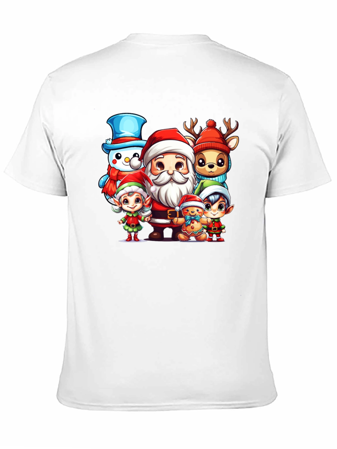 Black Festive Christmas Cartoon Crew Black T-Shirt view 11