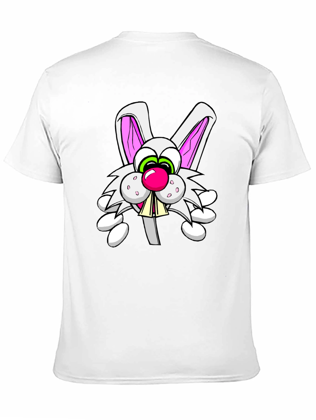 Black Cartoon Rabbit Graphic Tee - Funny Bunny T-Shirt view 11