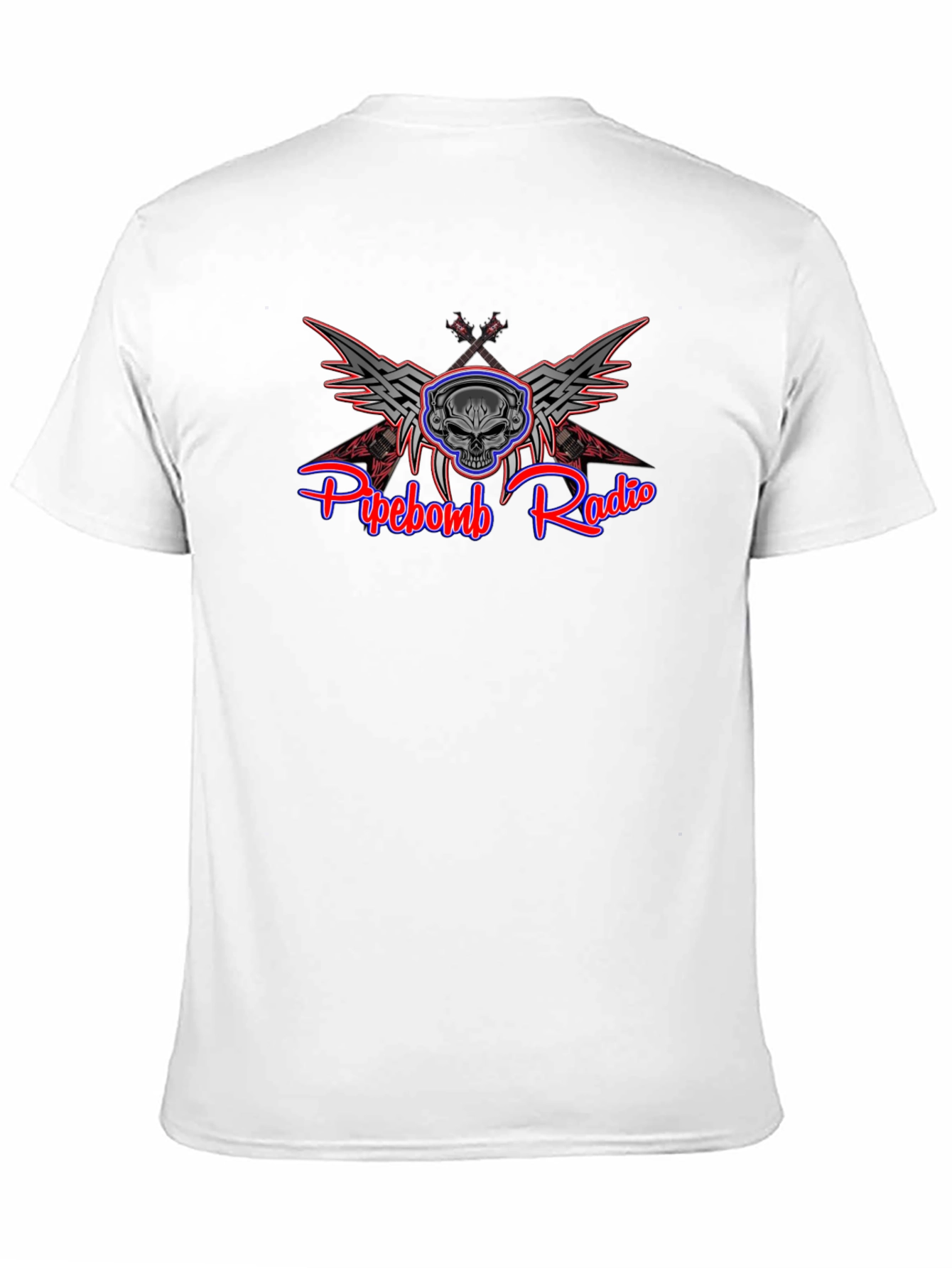 Black Pipebomb Radio Skull Winged T-Shirt view 11