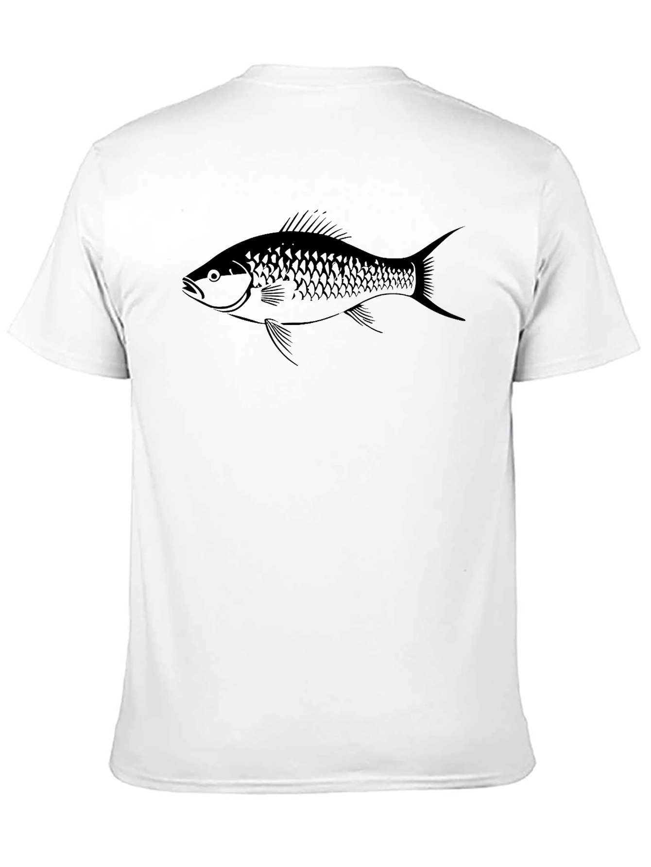 Black Men's Black T-Shirt with Fish Graphic Tee view 11
