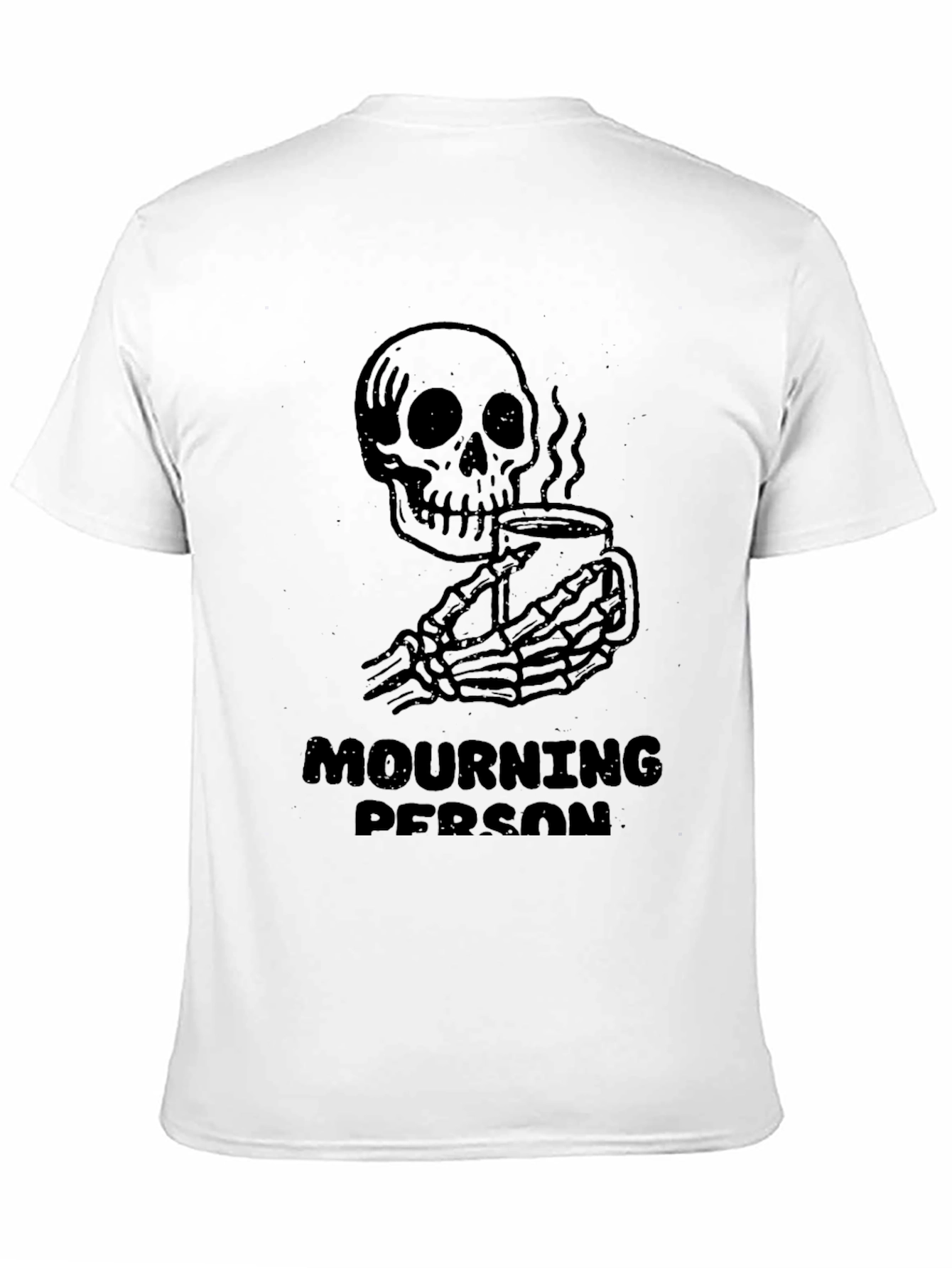 Black Mourning Person T-Shirt - Skeleton Coffee Graphic Tee view 11
