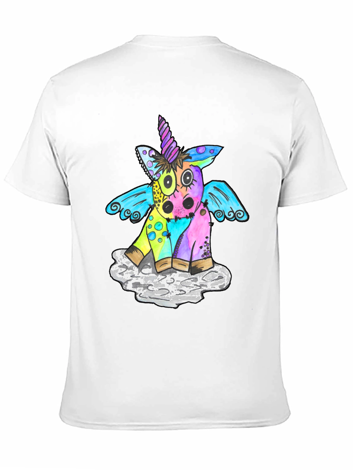 Black Unicorn Graphic T-Shirt, Men's Black Tee view 11