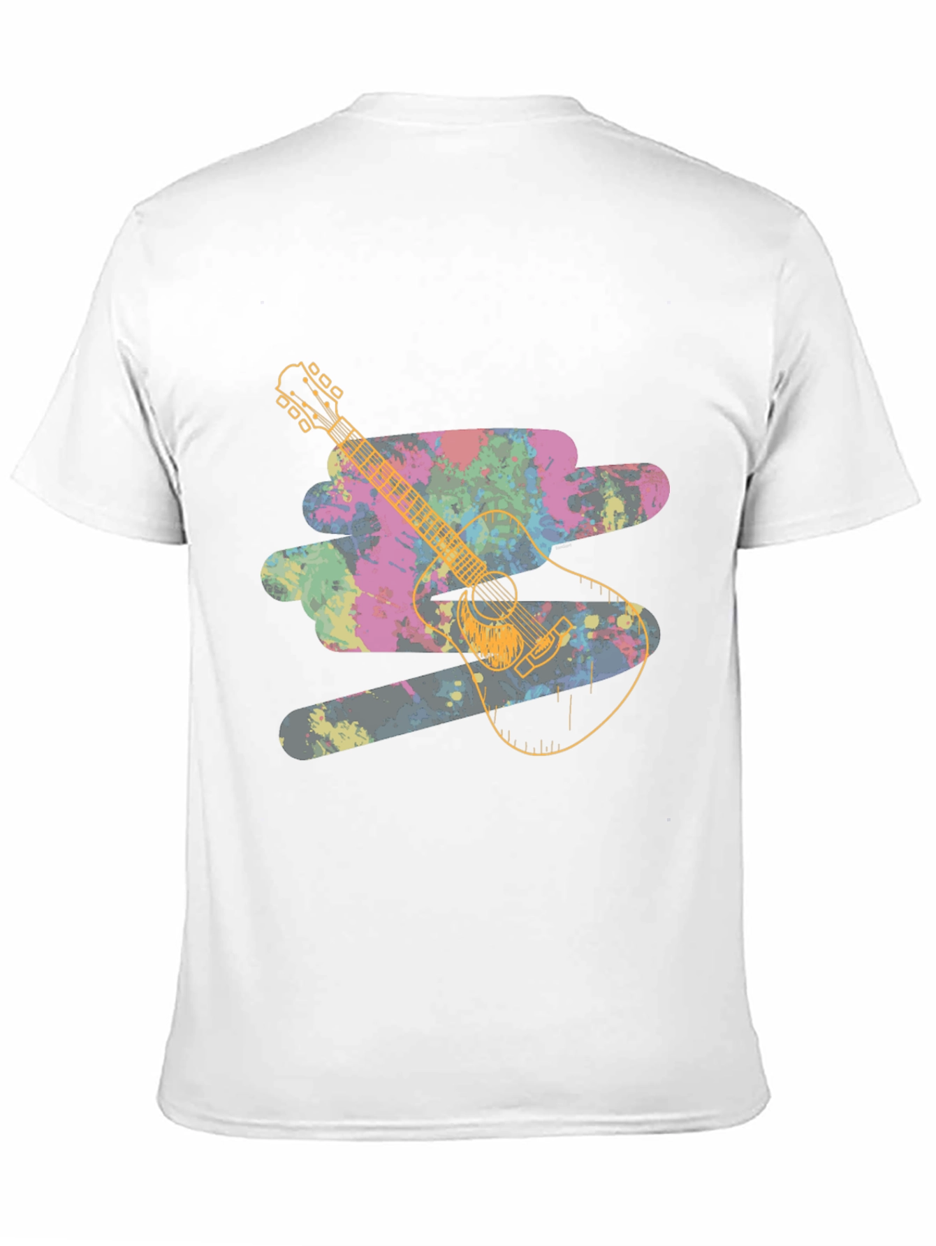 Black Guitar Splash Graphic Tee - Unique Colorful Design view 11