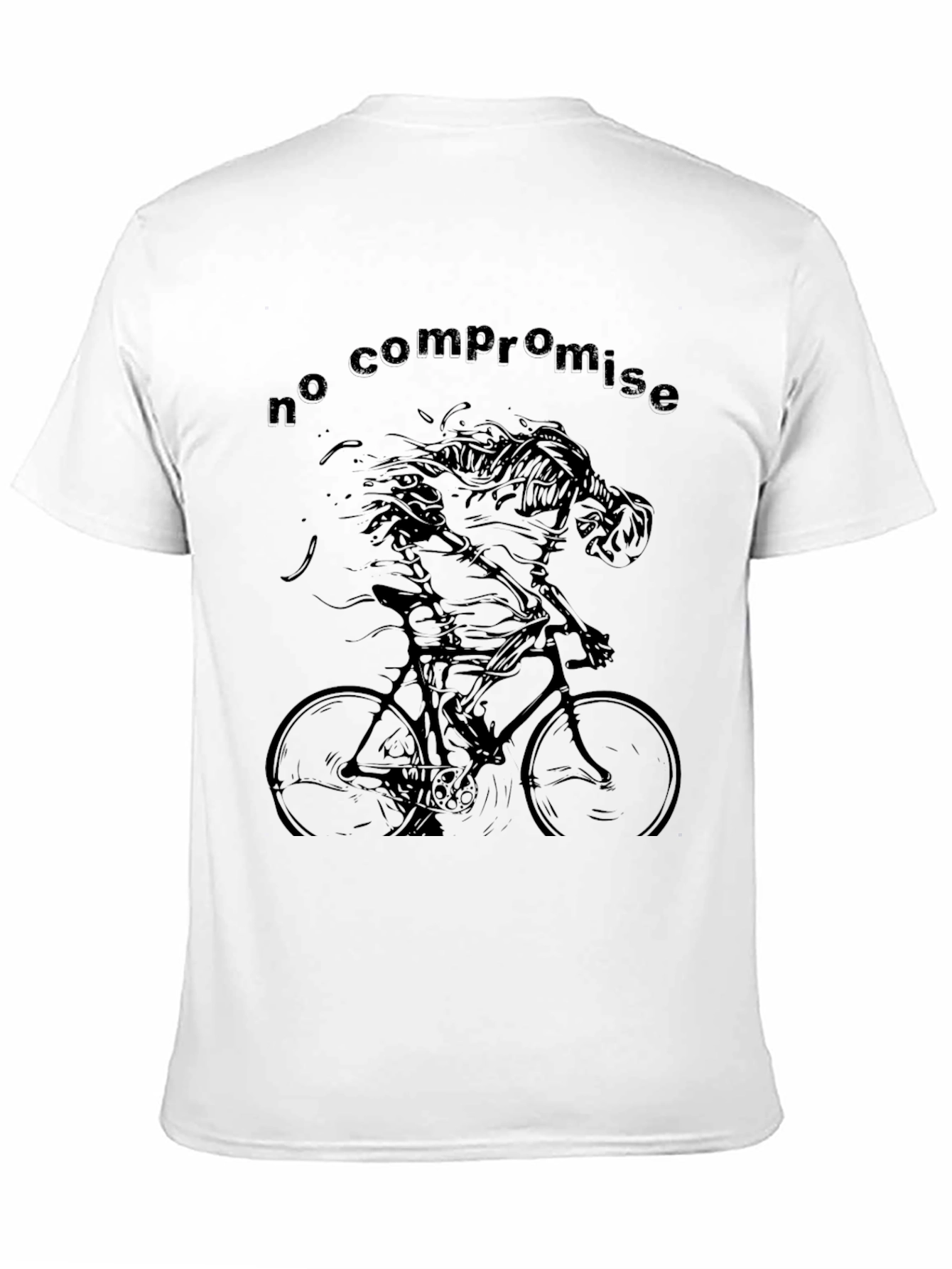 Black No Compromise Skeleton Cyclist Black T-Shirt view 11