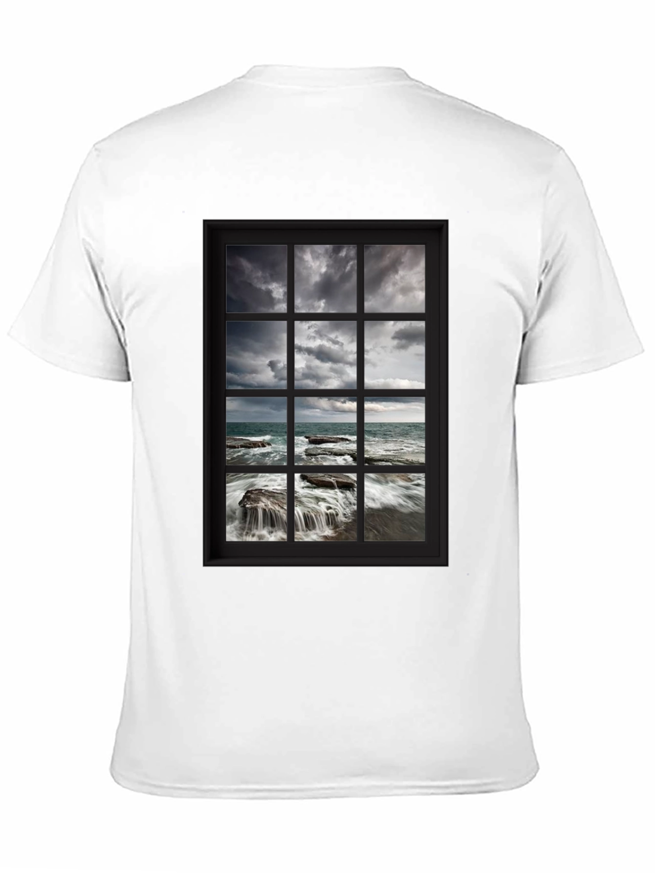 Black Ocean View Window T-Shirt view 11