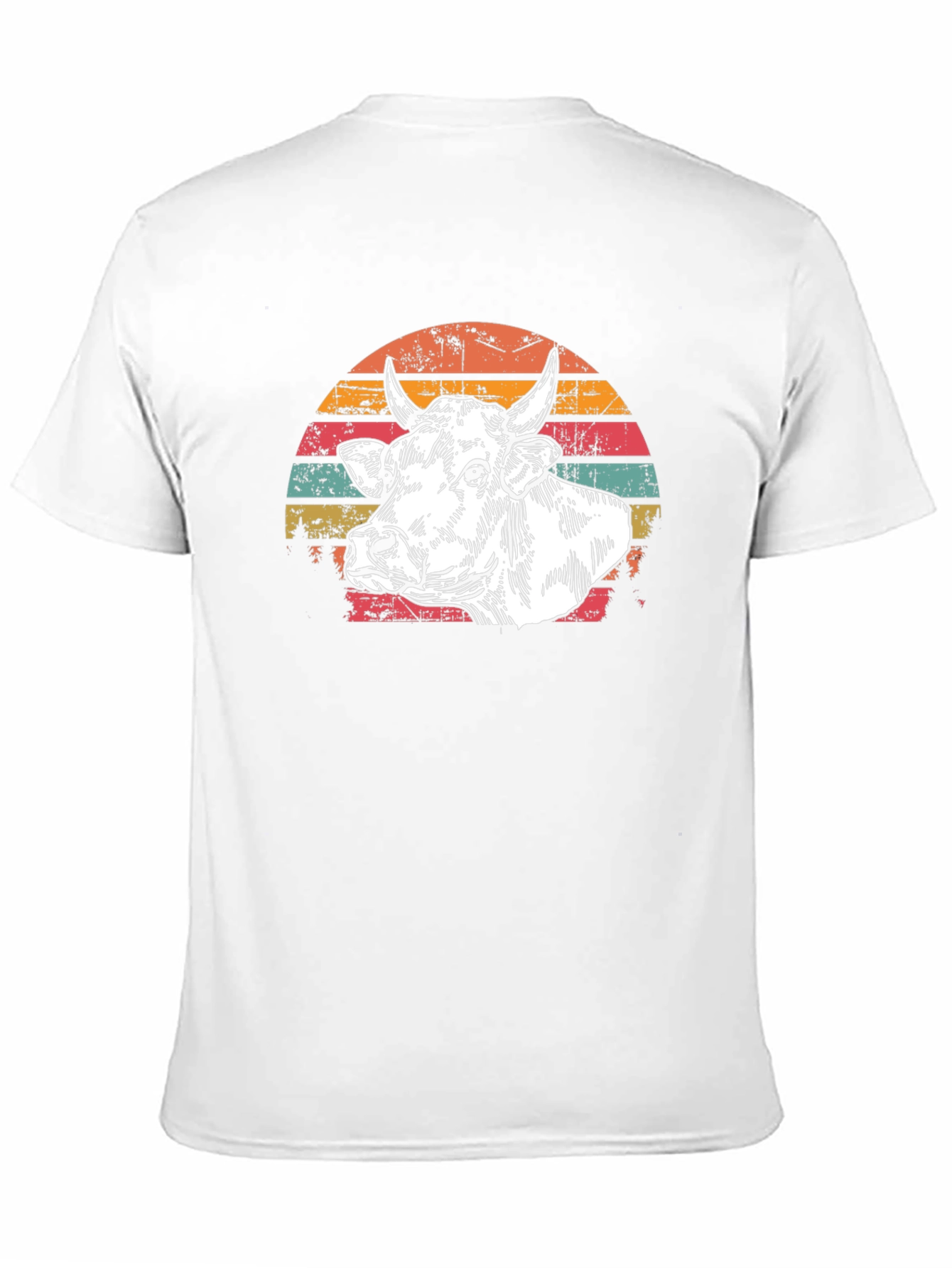 Black Vintage Cow Graphic Tee - Retro Sunset Design view 11