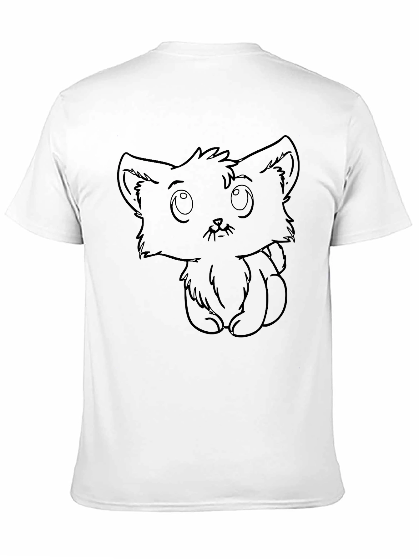 Black Cute Kitten Outline Black T-Shirt view 11