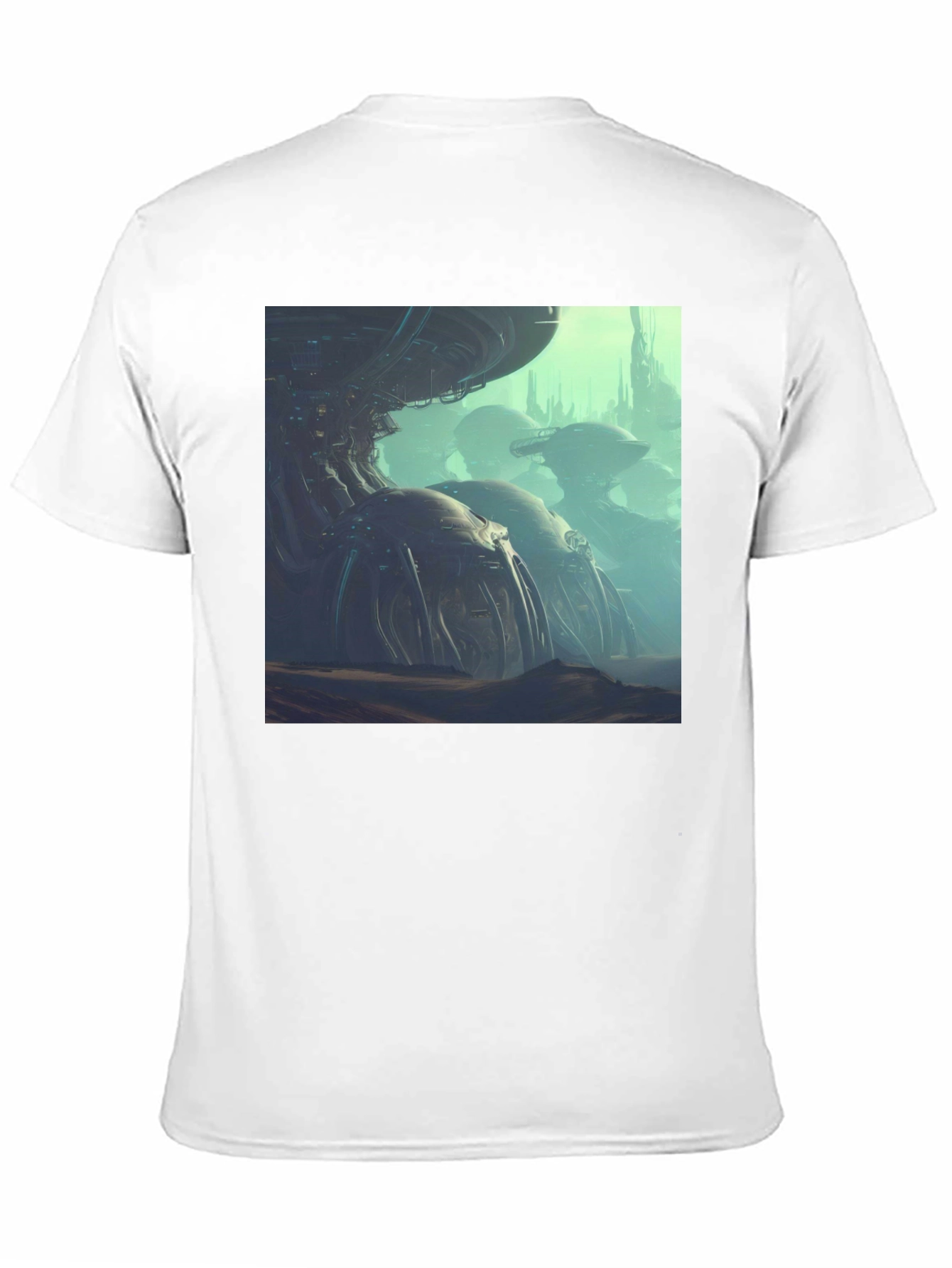 Black Sci-Fi City T-Shirt view 11