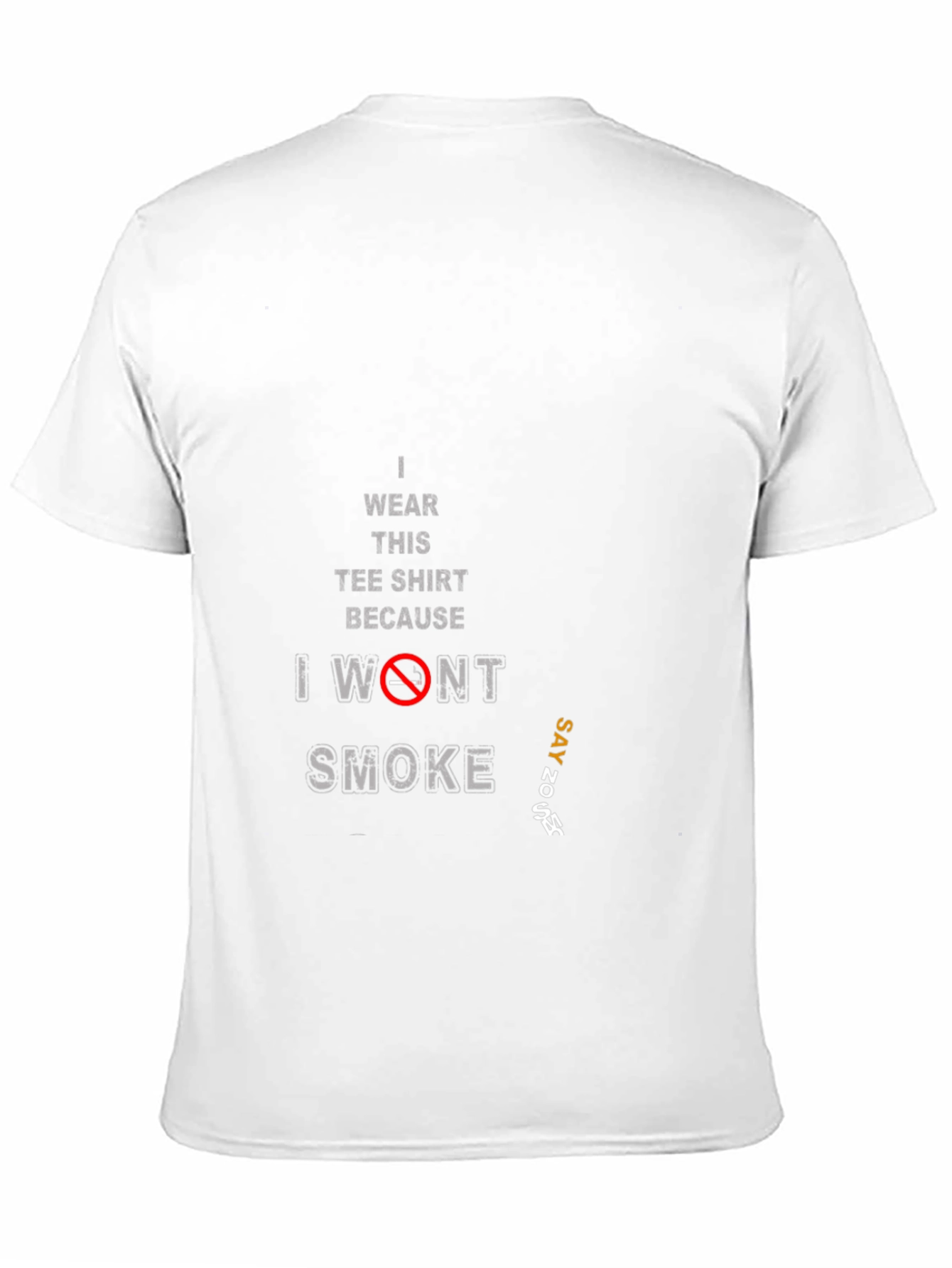 Black Anti-Smoking Slogan Tee - 'I Won't Smoke' view 11