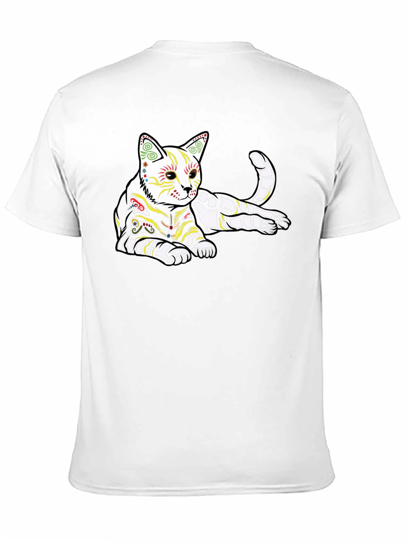 Black Day of the Dead Cat T-Shirt - Sugar Skull Kitten Tee view 11