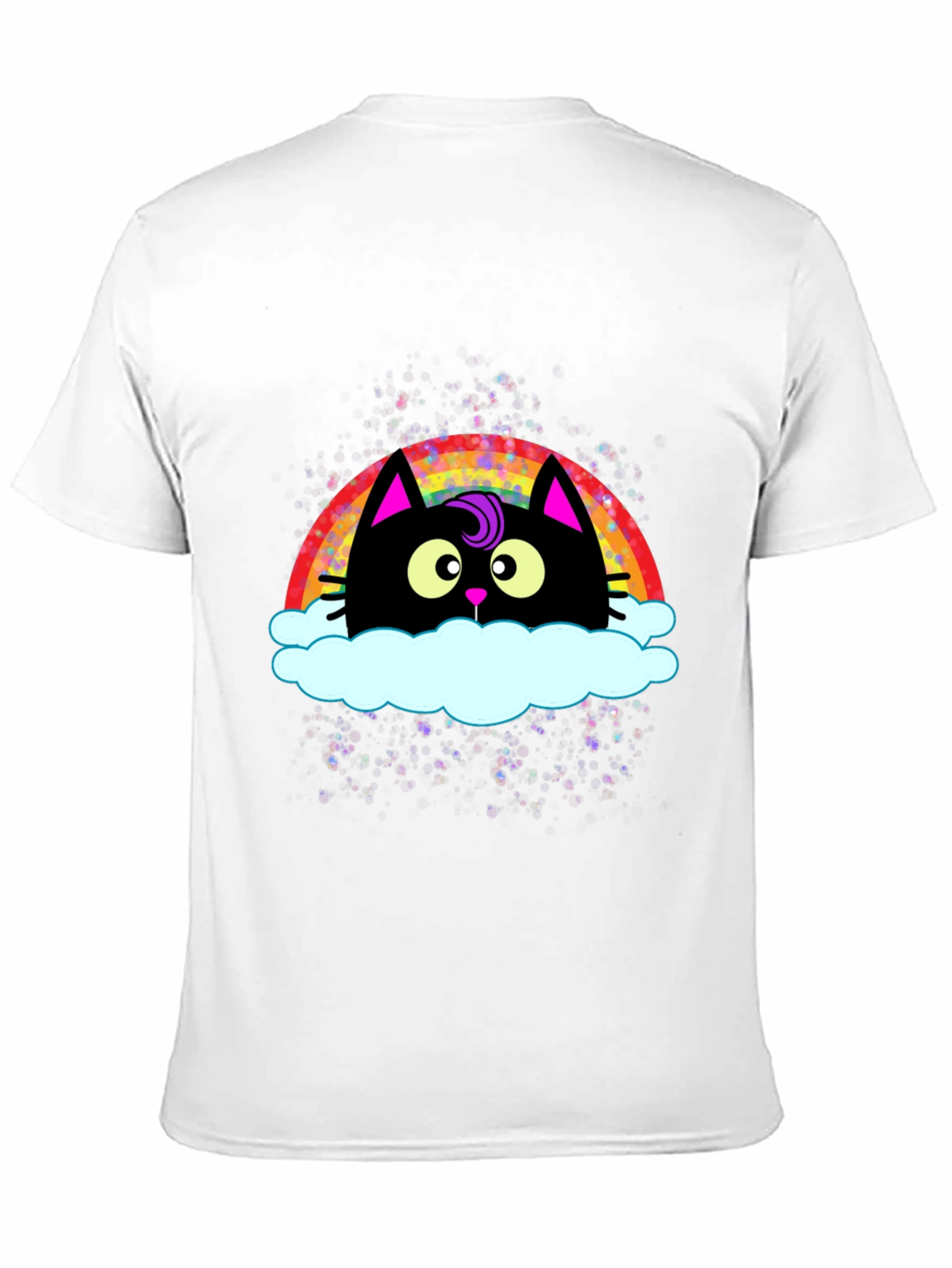 Black Rainbow Cat Cloud Graphic T-Shirt - Trendy Casual Tee view 11