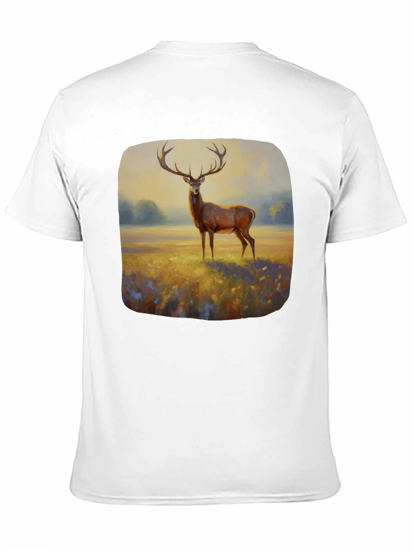 Black Deer Painting Graphic Tee - Nature Inspired Art Shirt view 11