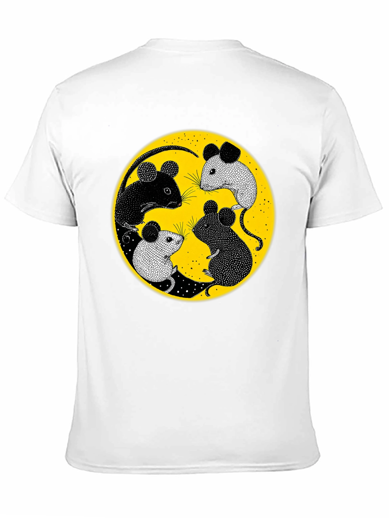 Black Yin Yang Mice Graphic Tee - Black view 11