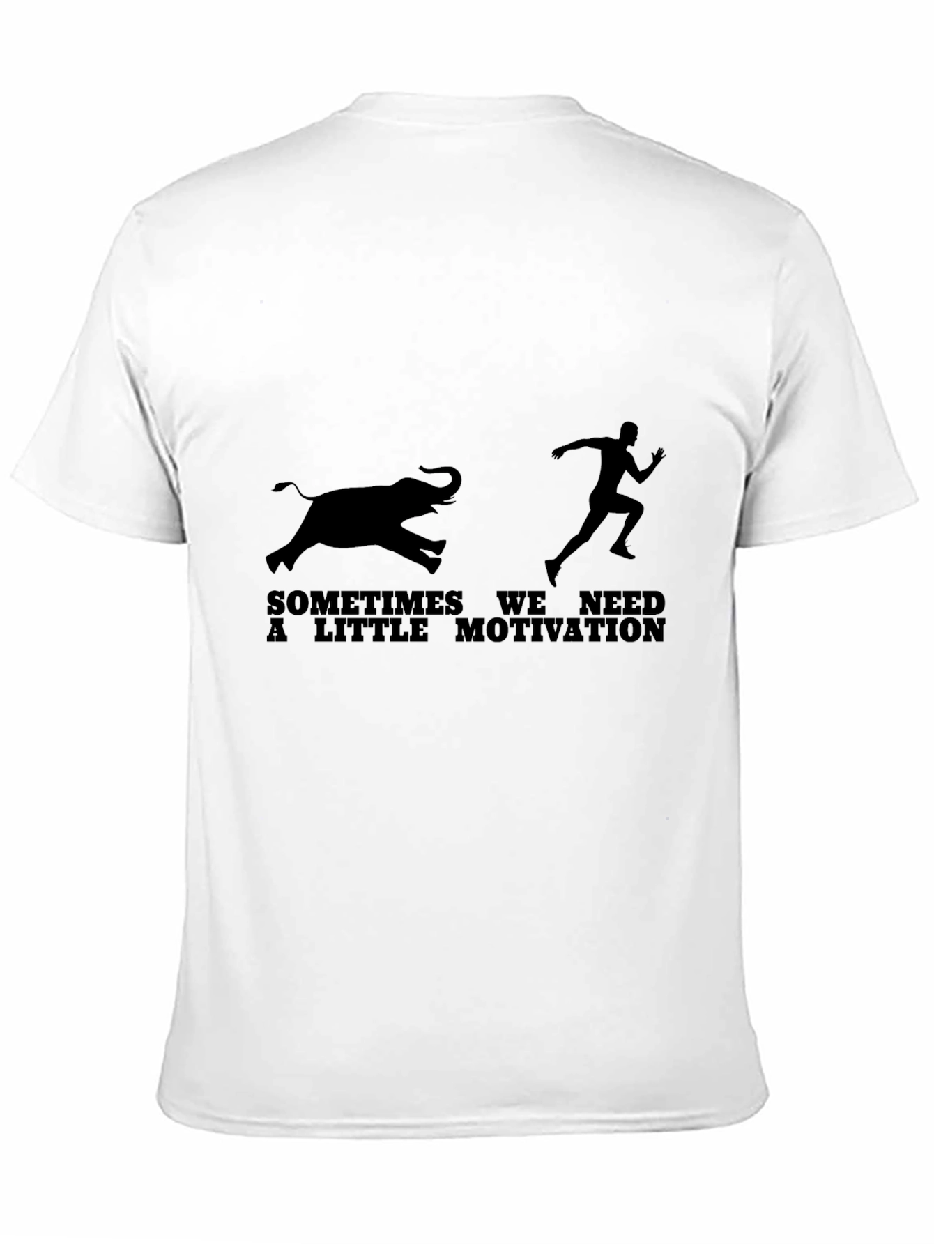 Black Motivation T-Shirt: Running from Elephant Tee view 11