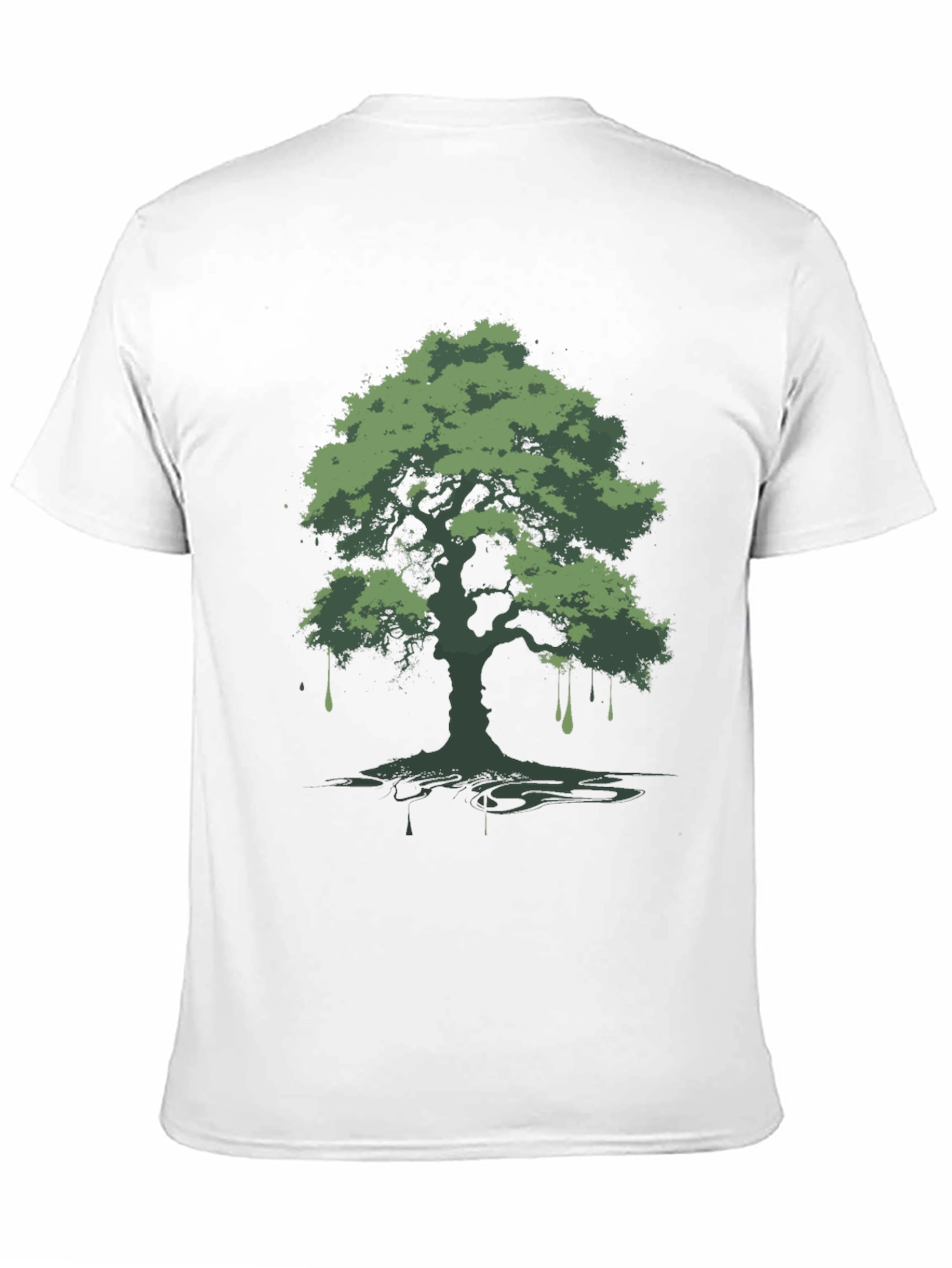Black Green Tree Graphic Black T-Shirt view 11