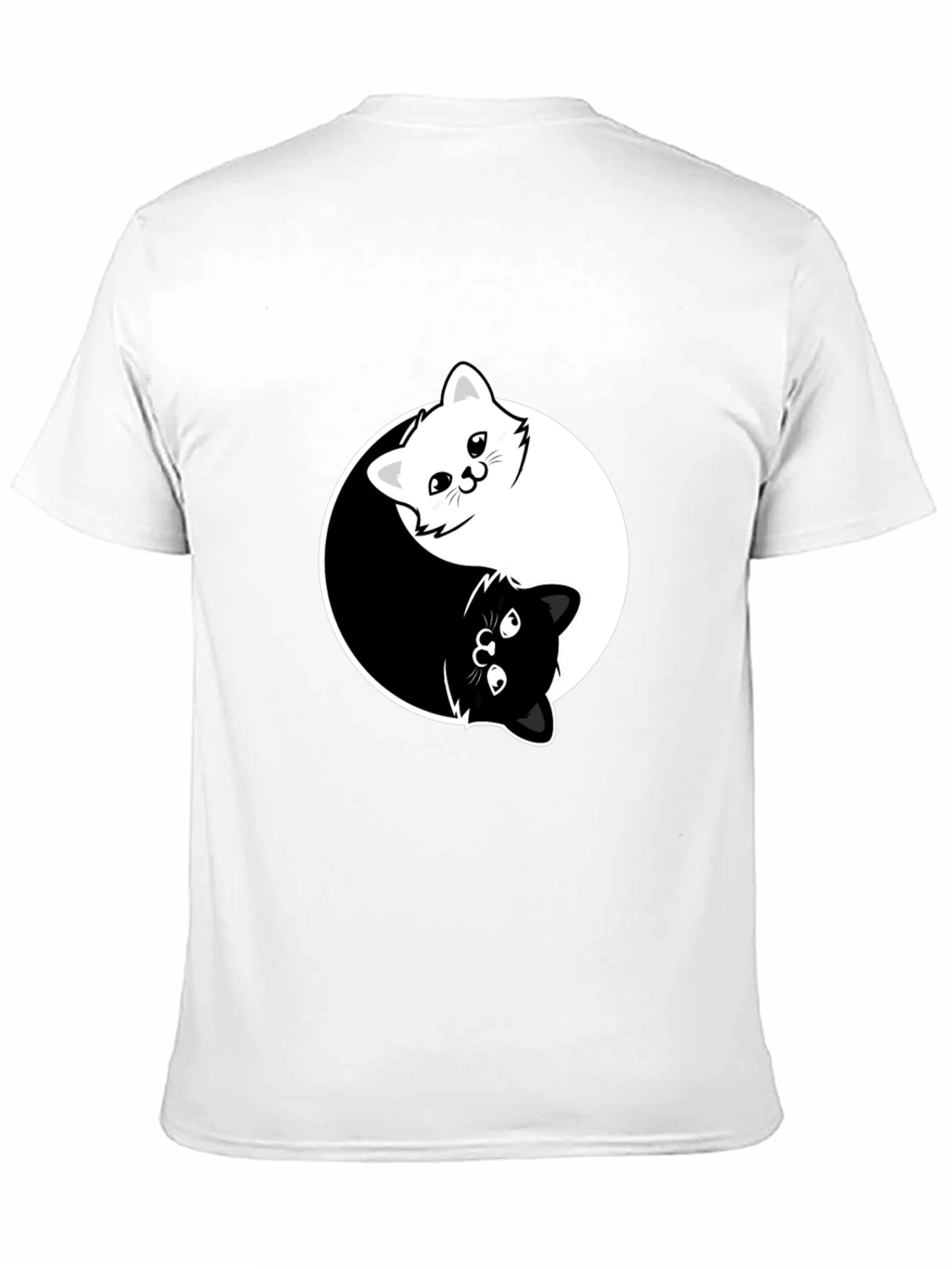 Black Yin Yang Cats Graphic Tee - Black Cotton Blend T-Shirt view 11