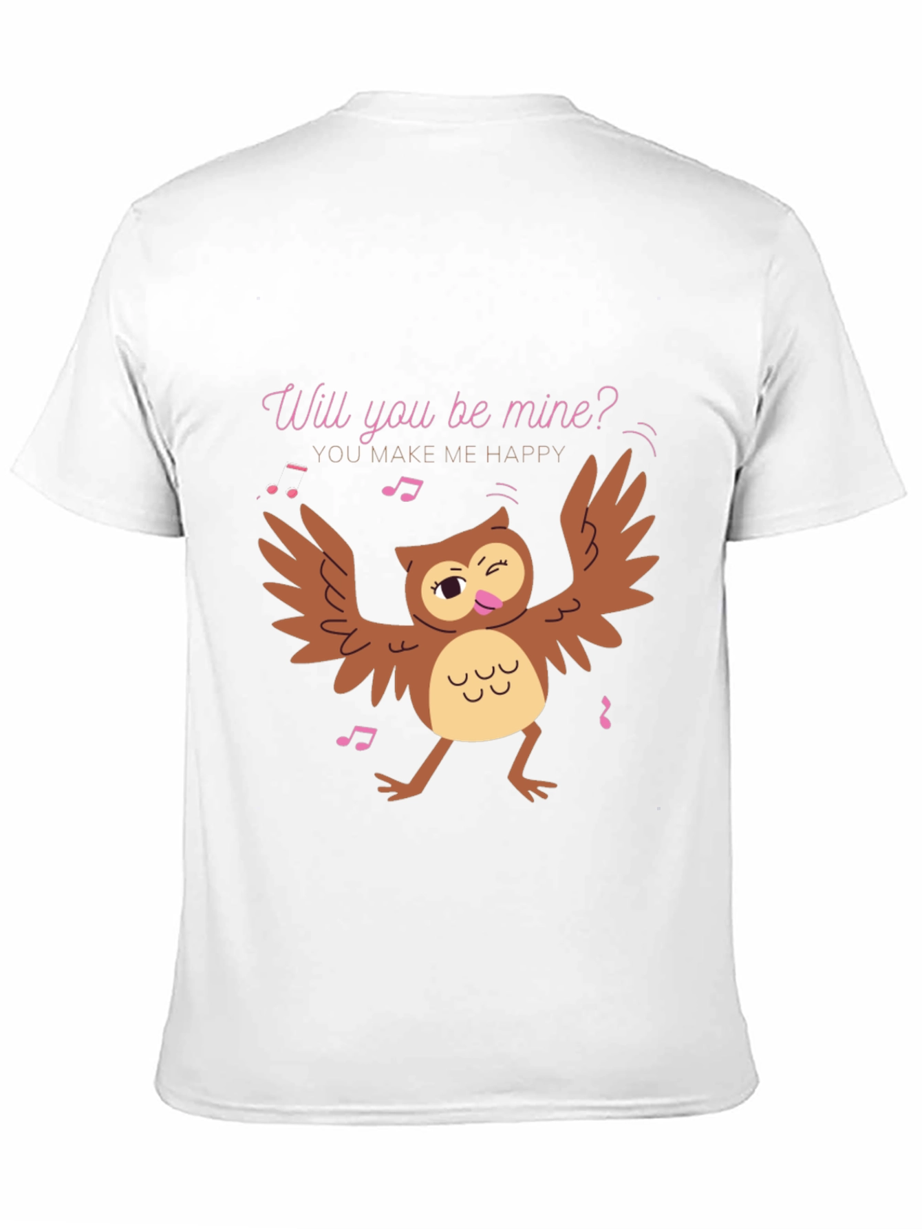 Black Whimsical Owl Valentine's Day T-Shirt view 11