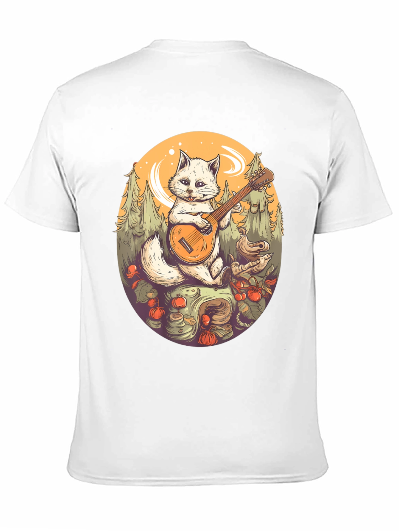 Black Cat Playing Banjo Graphic T-Shirt view 11