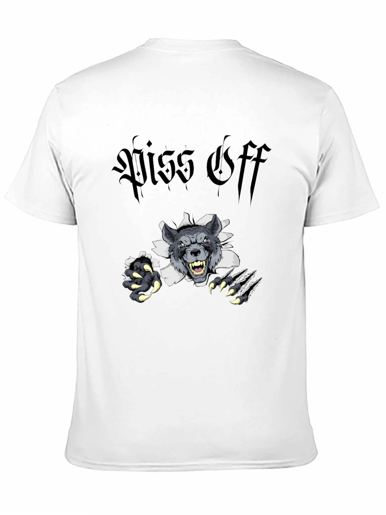 Black Piss Off Wolf Graphic Tee - Black Cotton T-Shirt view 11
