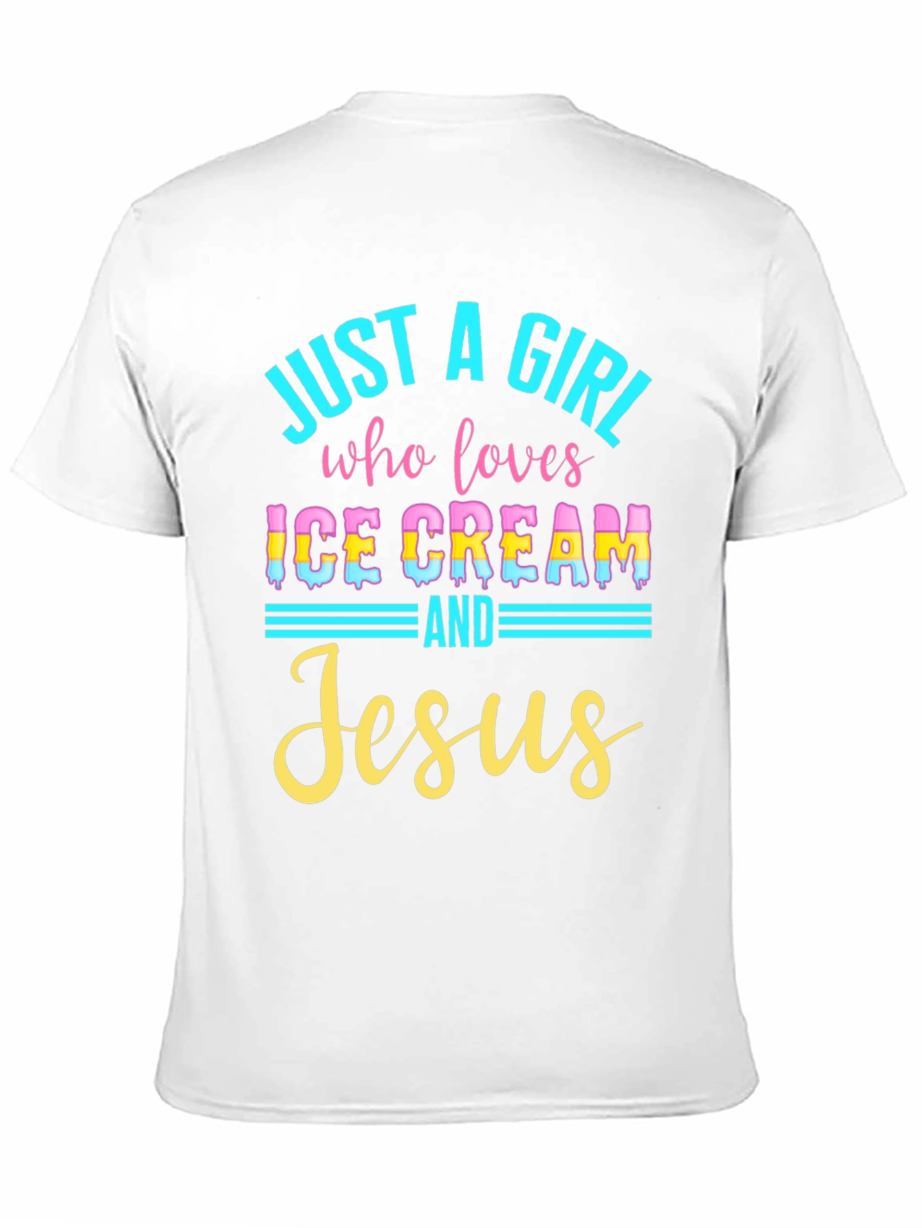 Black Just a Girl Who Loves Ice Cream and Jesus Black T-Shirt view 11