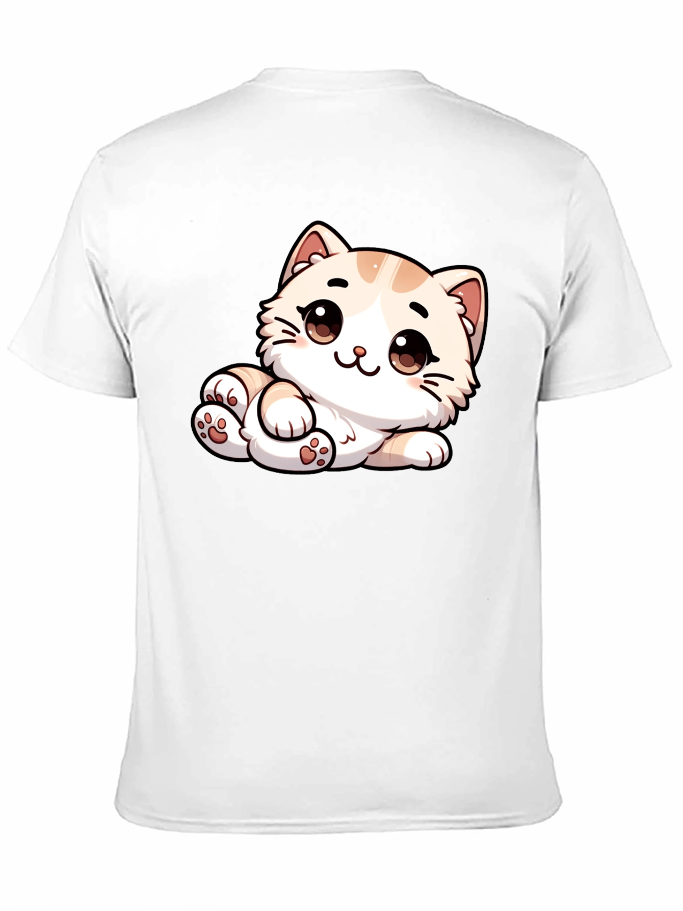 Black Cute Cartoon Cat Graphic Tee - Unisex Black T-Shirt view 11