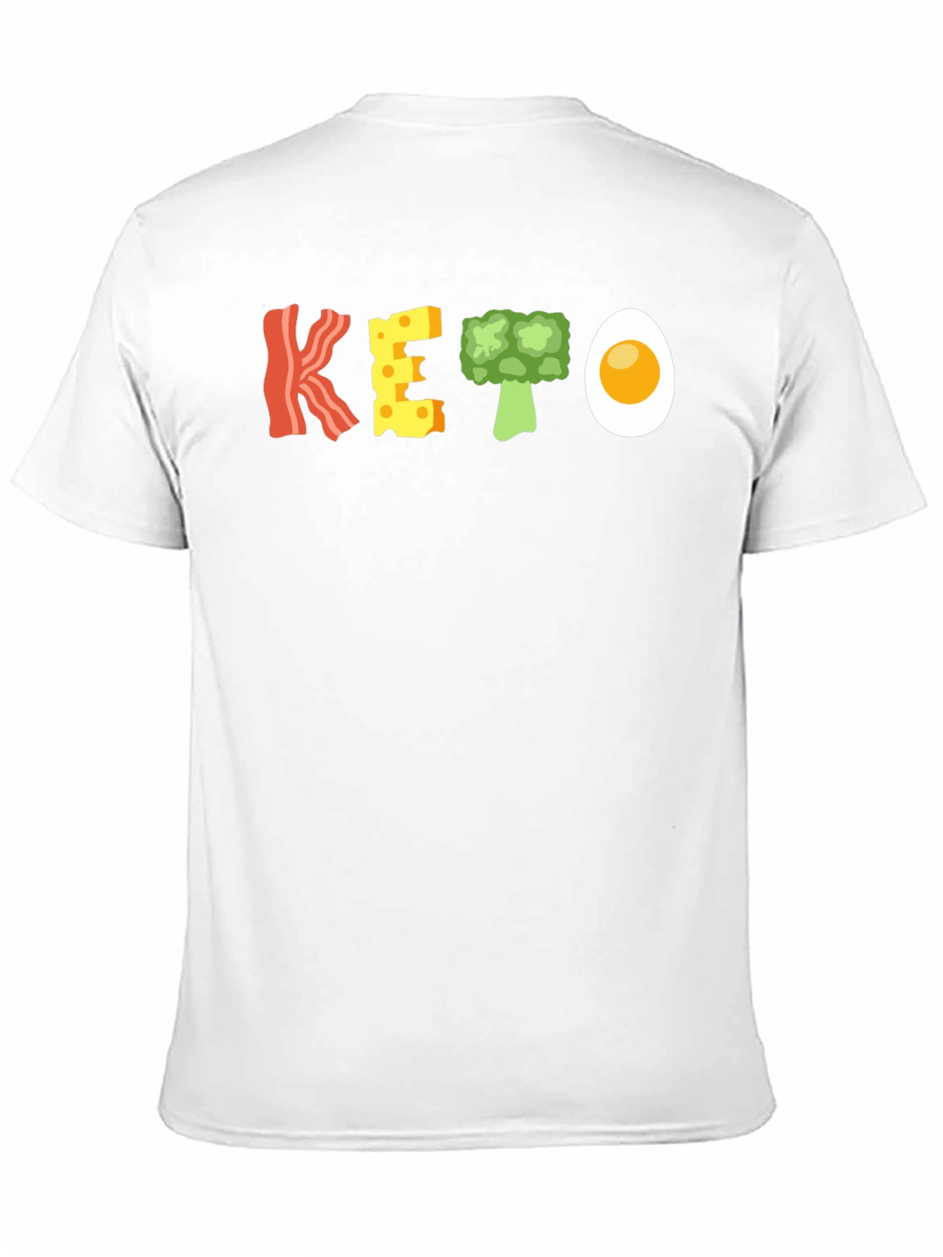Black Keto Food T-Shirt - Bacon, Cheese, Broccoli, and Egg view 11