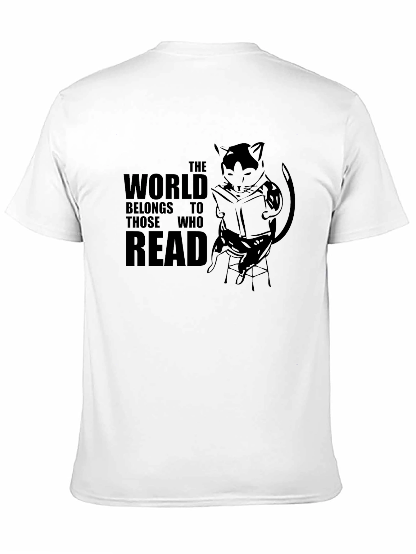 Black Reading Cat Graphic T-Shirt - Unisex Tee view 11