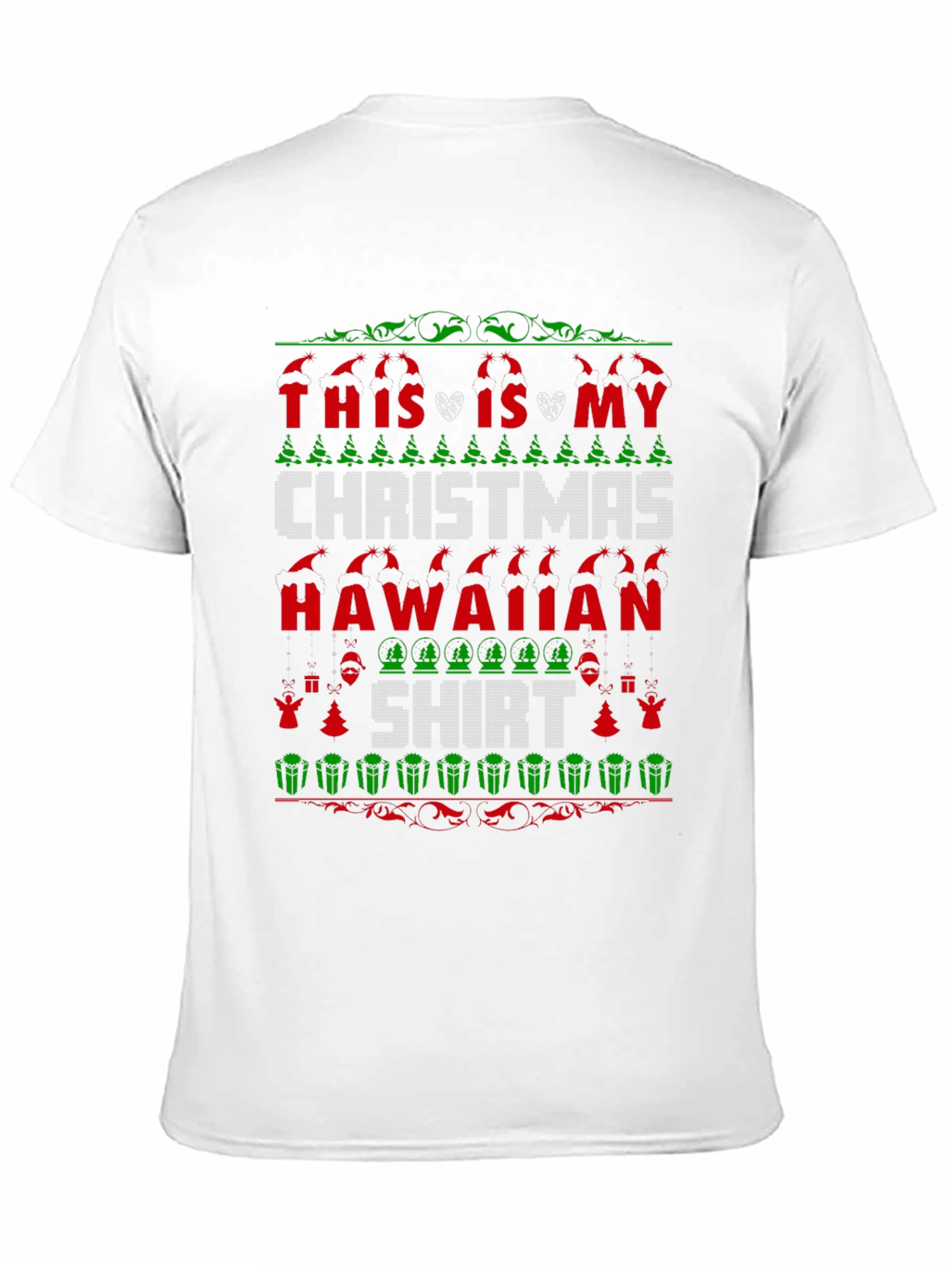 Black Funny Christmas Hawaiian Shirt - Festive Holiday Tee view 11